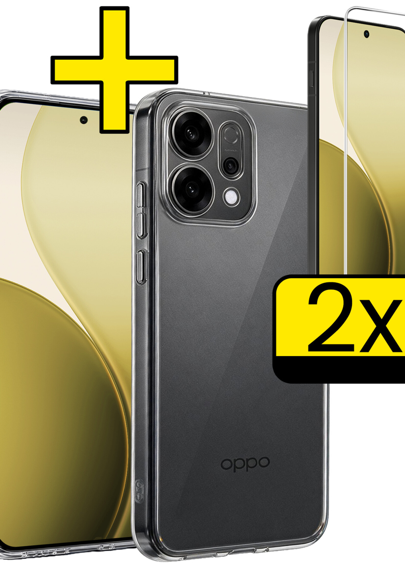 LUQ LUQ OPPO Reno14 Hoesje Siliconen Met 2x Screenprotector - Transparant