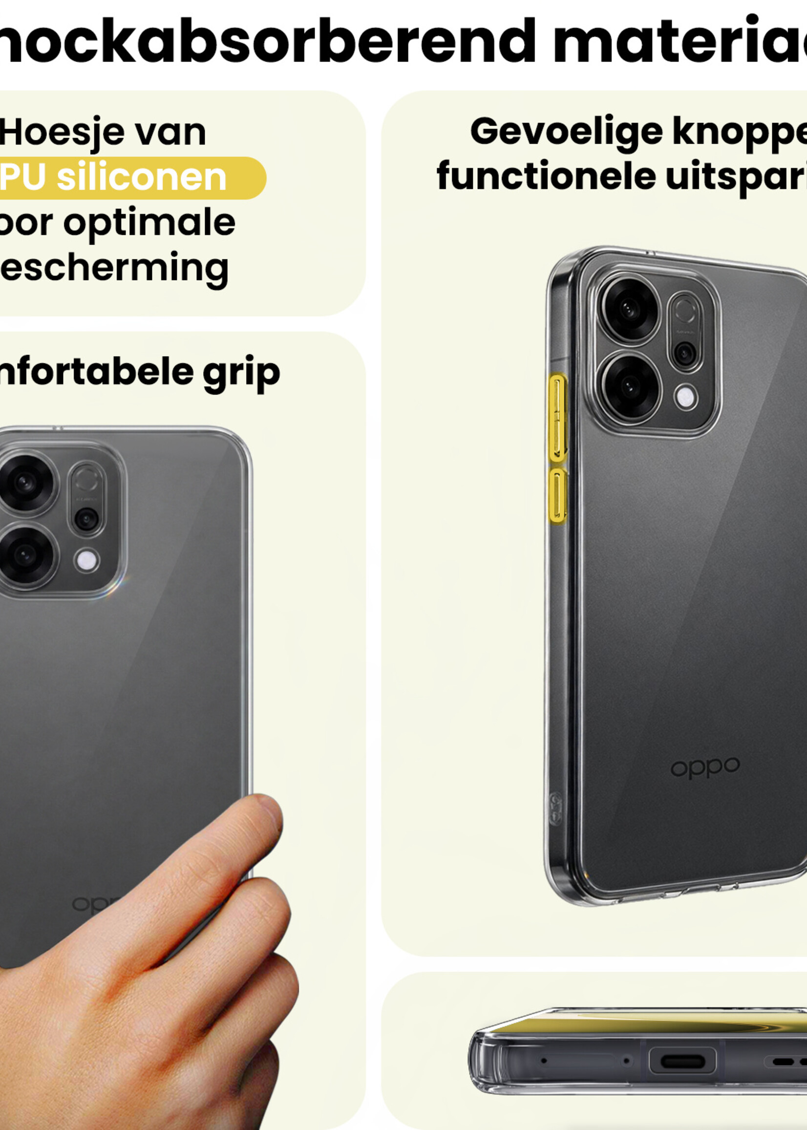 LUQ LUQ OPPO Reno14 Hoesje Siliconen Met 2x Screenprotector - Transparant