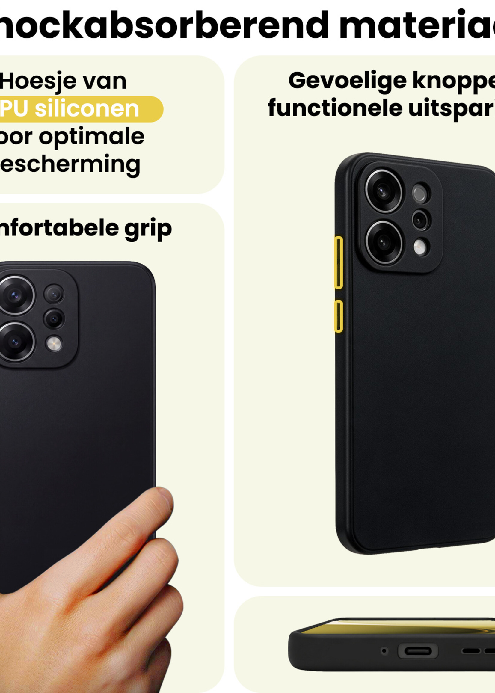 LUQ LUQ OPPO Reno14 Hoesje Siliconen - Zwart - 2 PACK