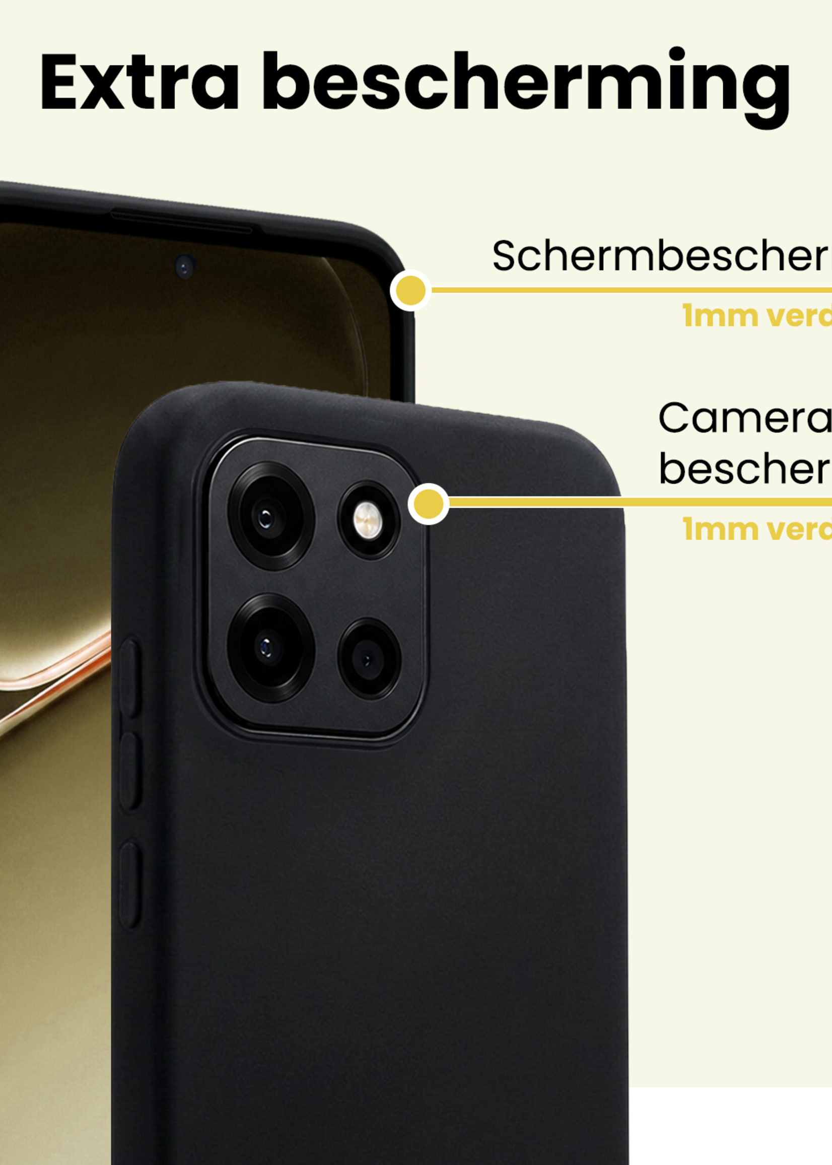 LUQ LUQ OnePlus Nord 6 Hoesje Siliconen Met Screenprotector - Zwart