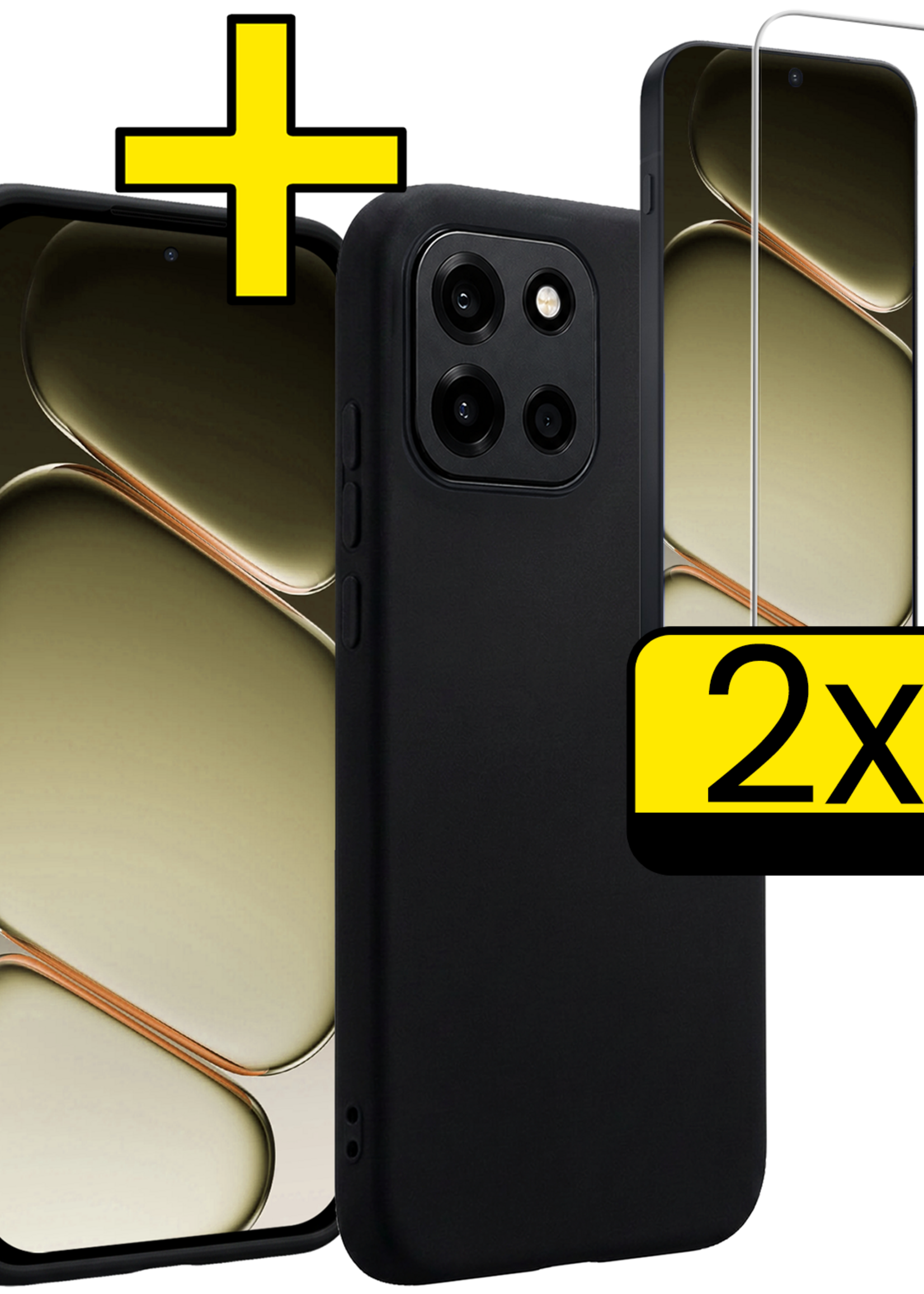 LUQ LUQ OnePlus Nord 6 Hoesje Siliconen Met 2x Screenprotector - Zwart