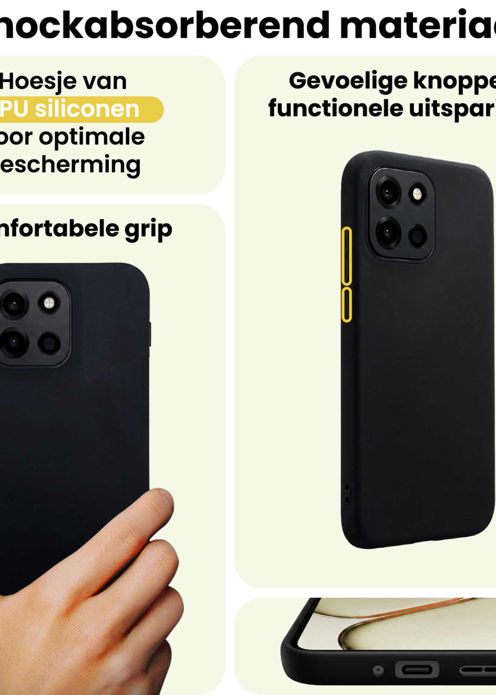 LUQ LUQ OnePlus Nord 6 Hoesje Siliconen Met 2x Screenprotector - Zwart