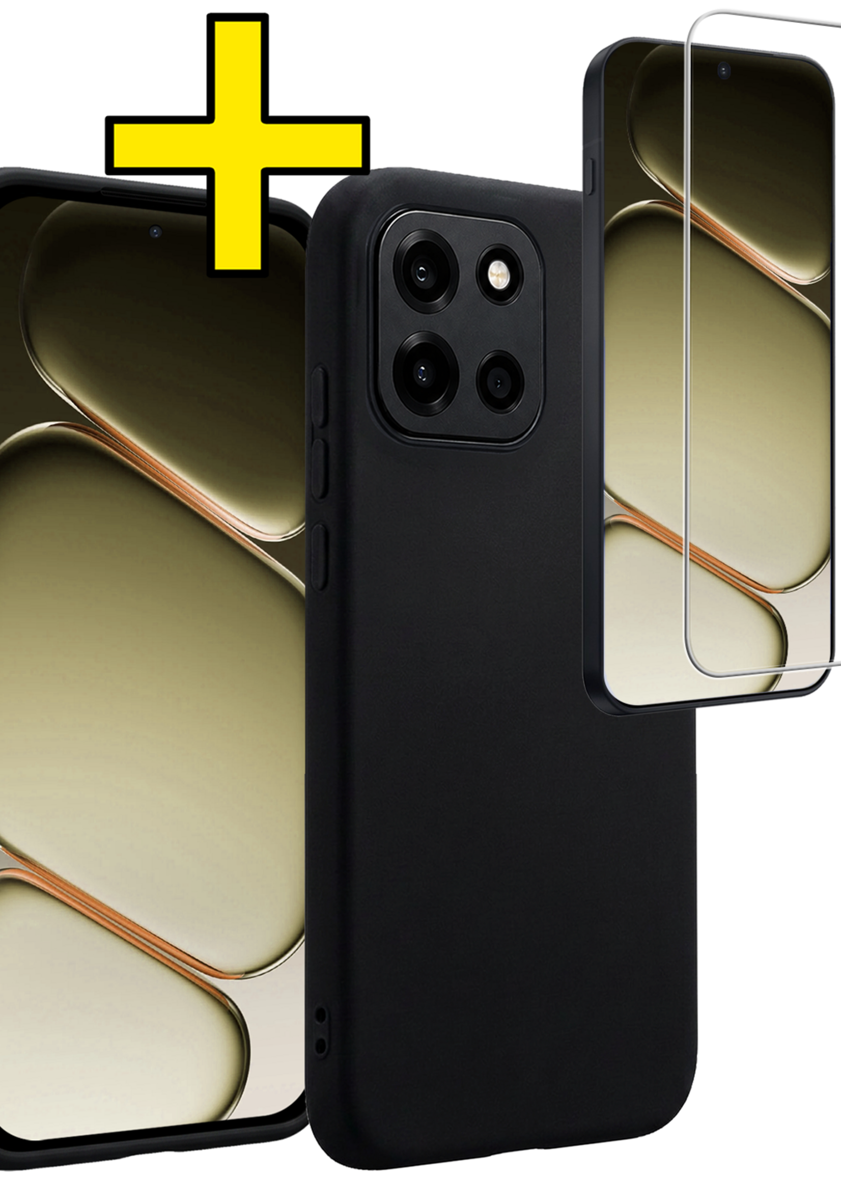 LUQ LUQ OnePlus Nord 6 Hoesje Siliconen Met Screenprotector - Zwart