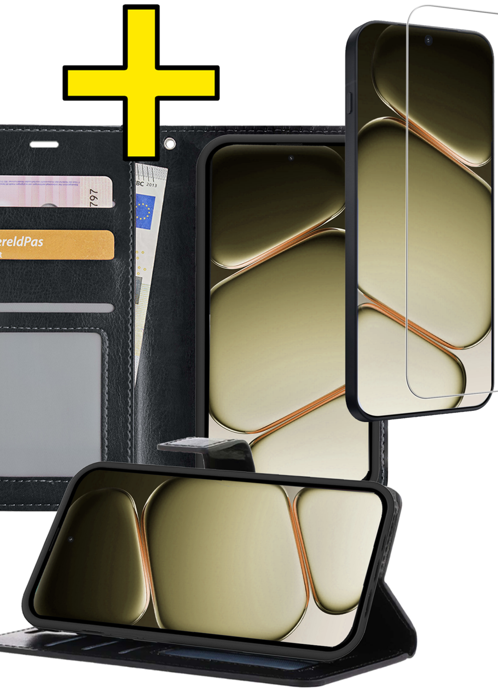 LUQ LUQ OnePlus Nord CE6 Hoesje Bookcase Met Screenprotector - Zwart