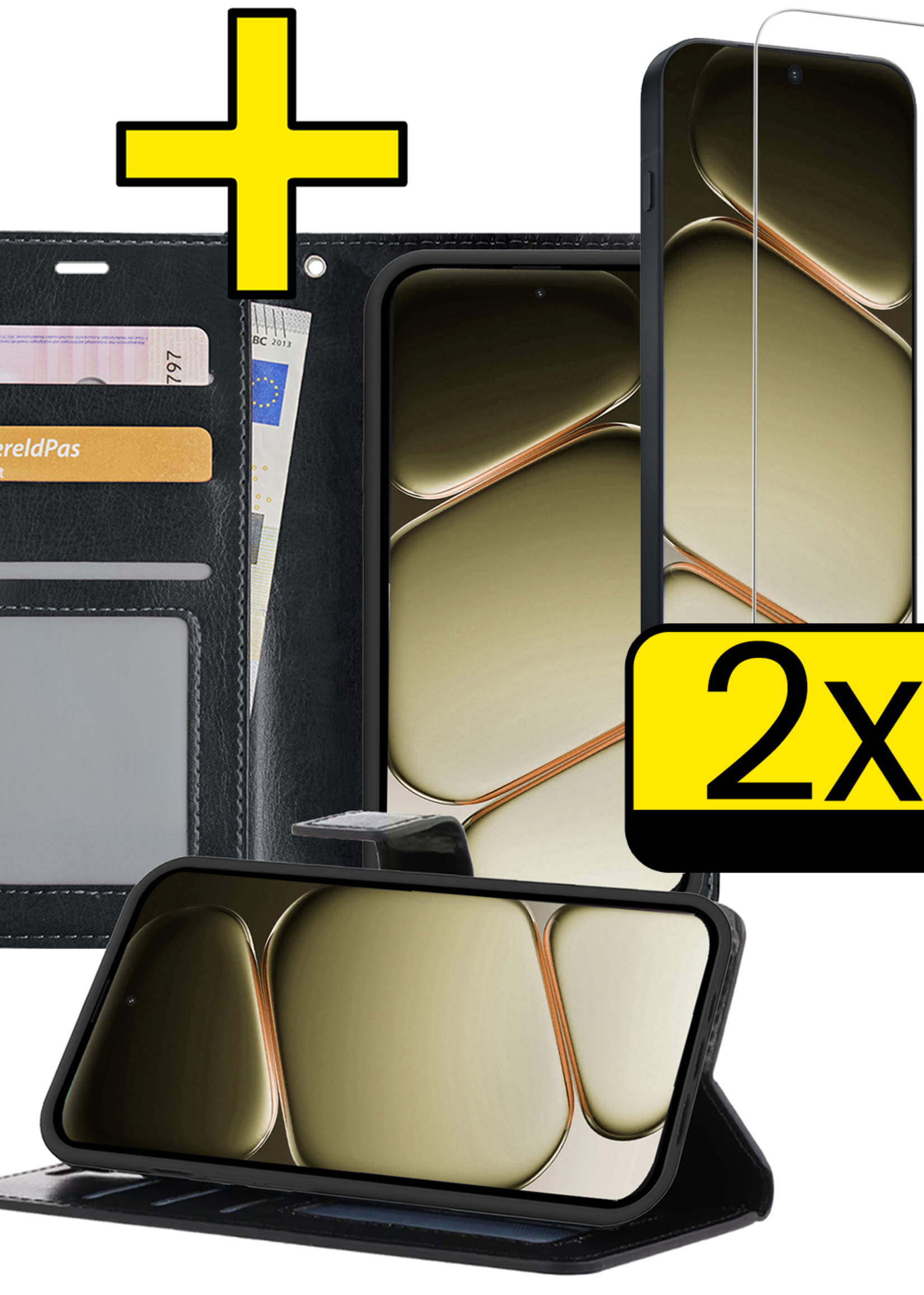 LUQ LUQ OnePlus Nord CE6 Hoesje Bookcase Met 2x Screenprotector - Zwart