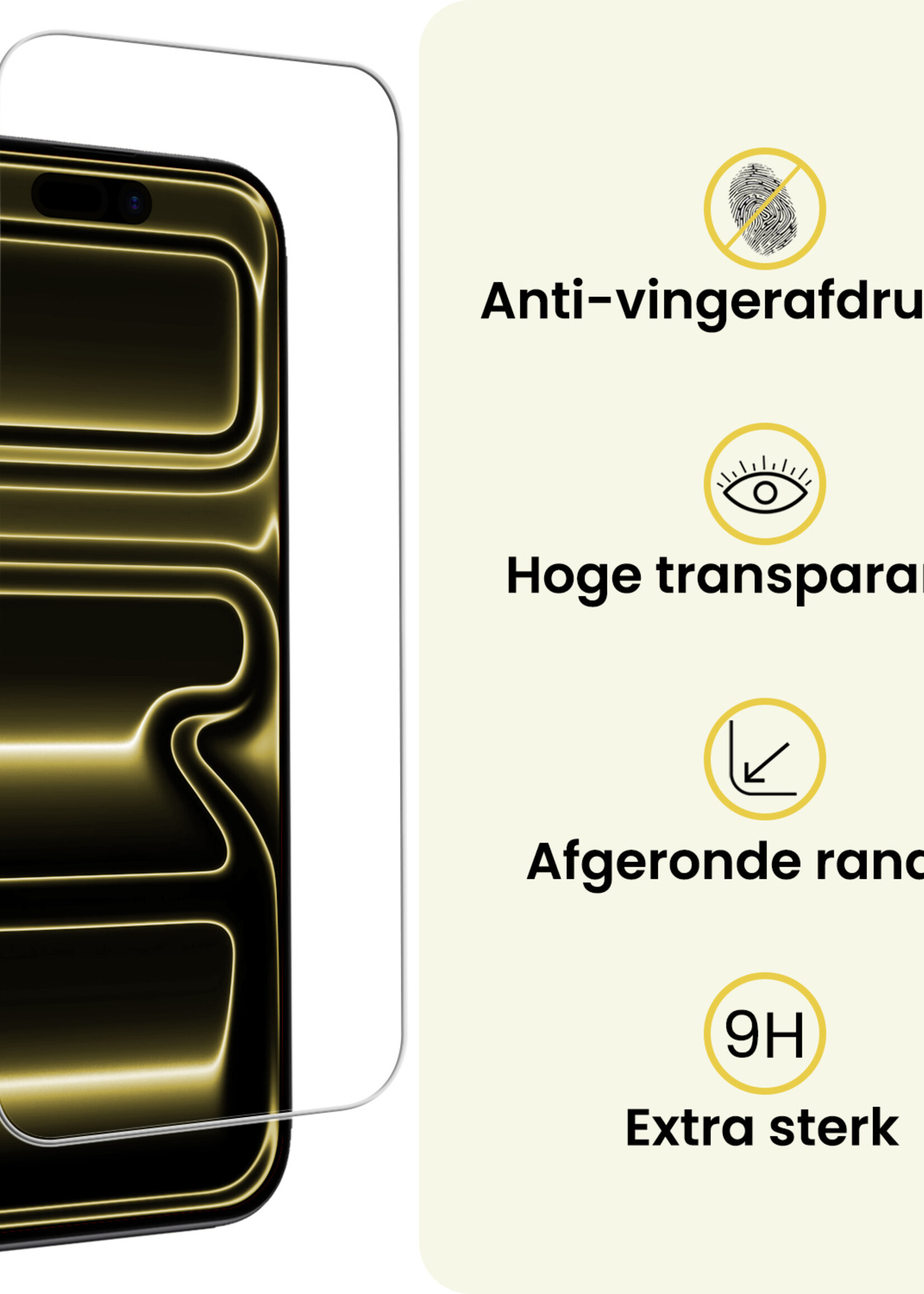 LUQ LUQ iPhone 18 Pro Max Screenprotector Glas Met Dichte Notch - 3 PACK