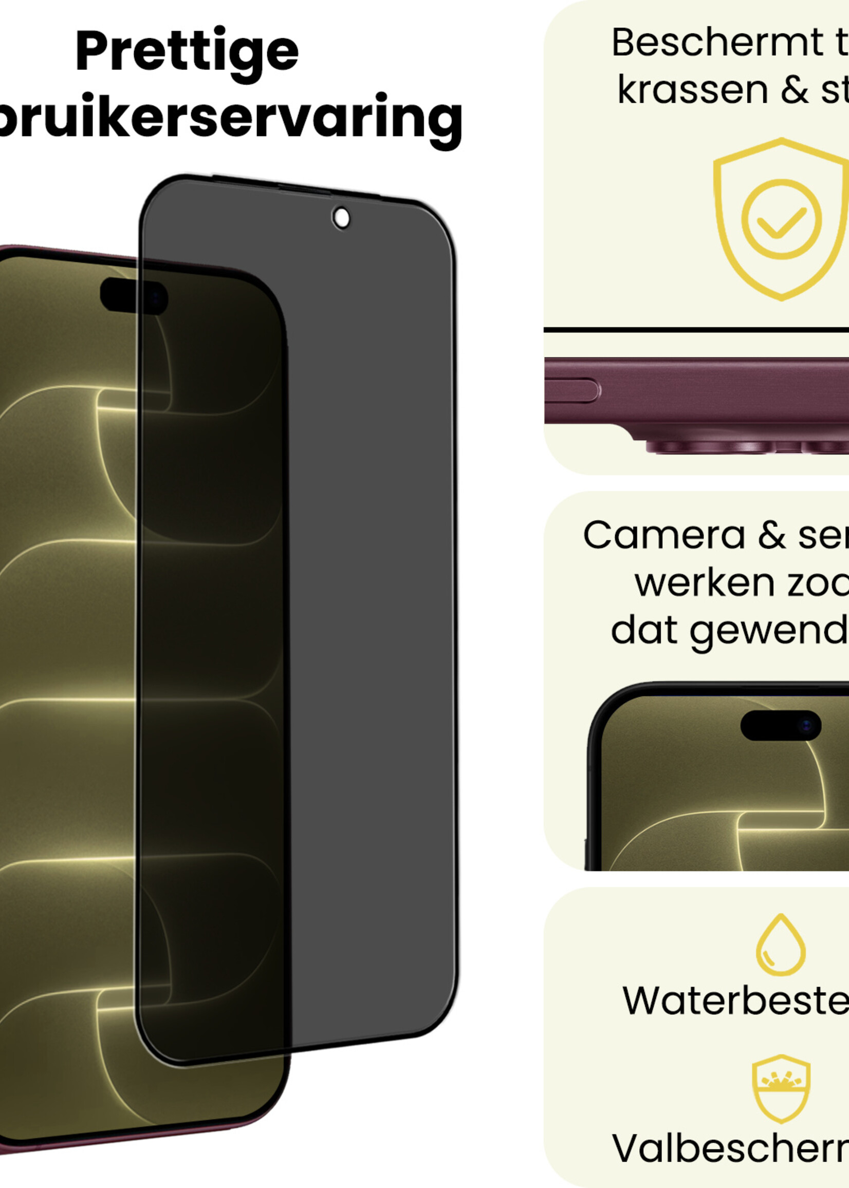 LUQ LUQ iPhone 18 Pro Max Screenprotector Glas Privacy - 3 PACK