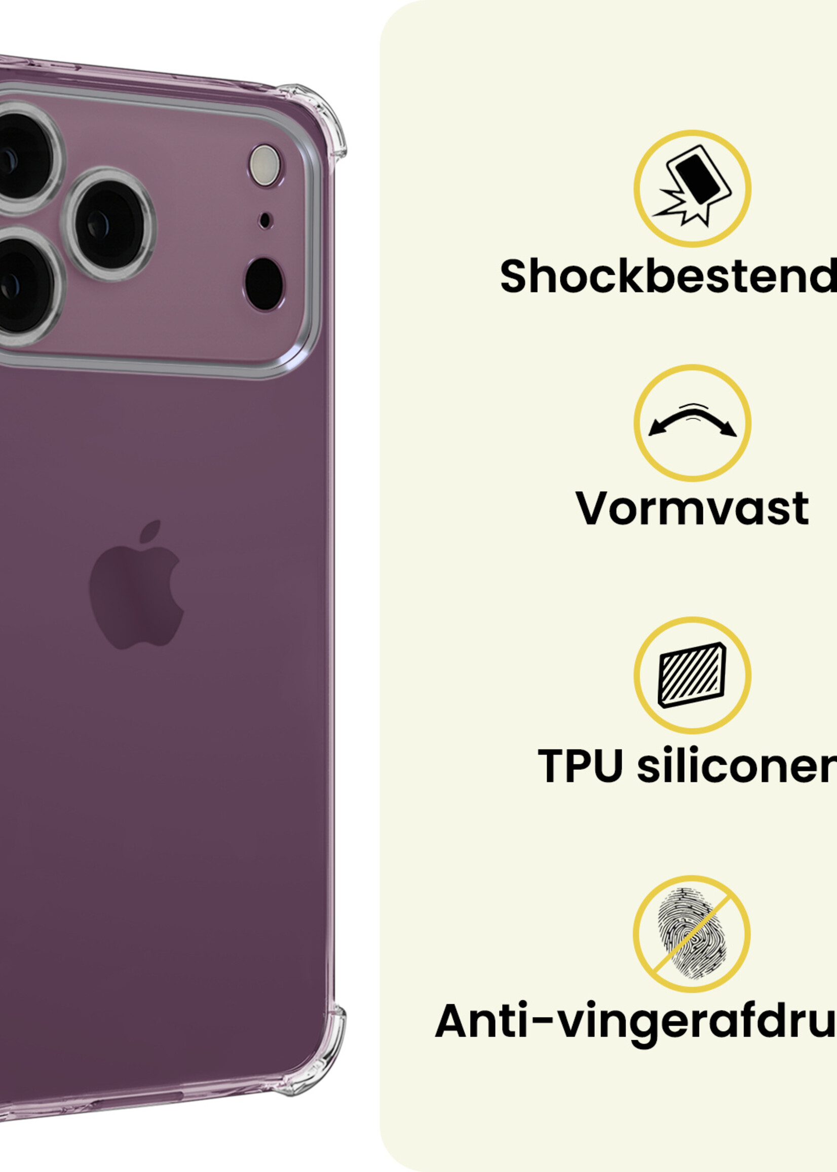 LUQ LUQ iPhone 18 Pro Hoesje Shockproof - Transparant - 2 PACK