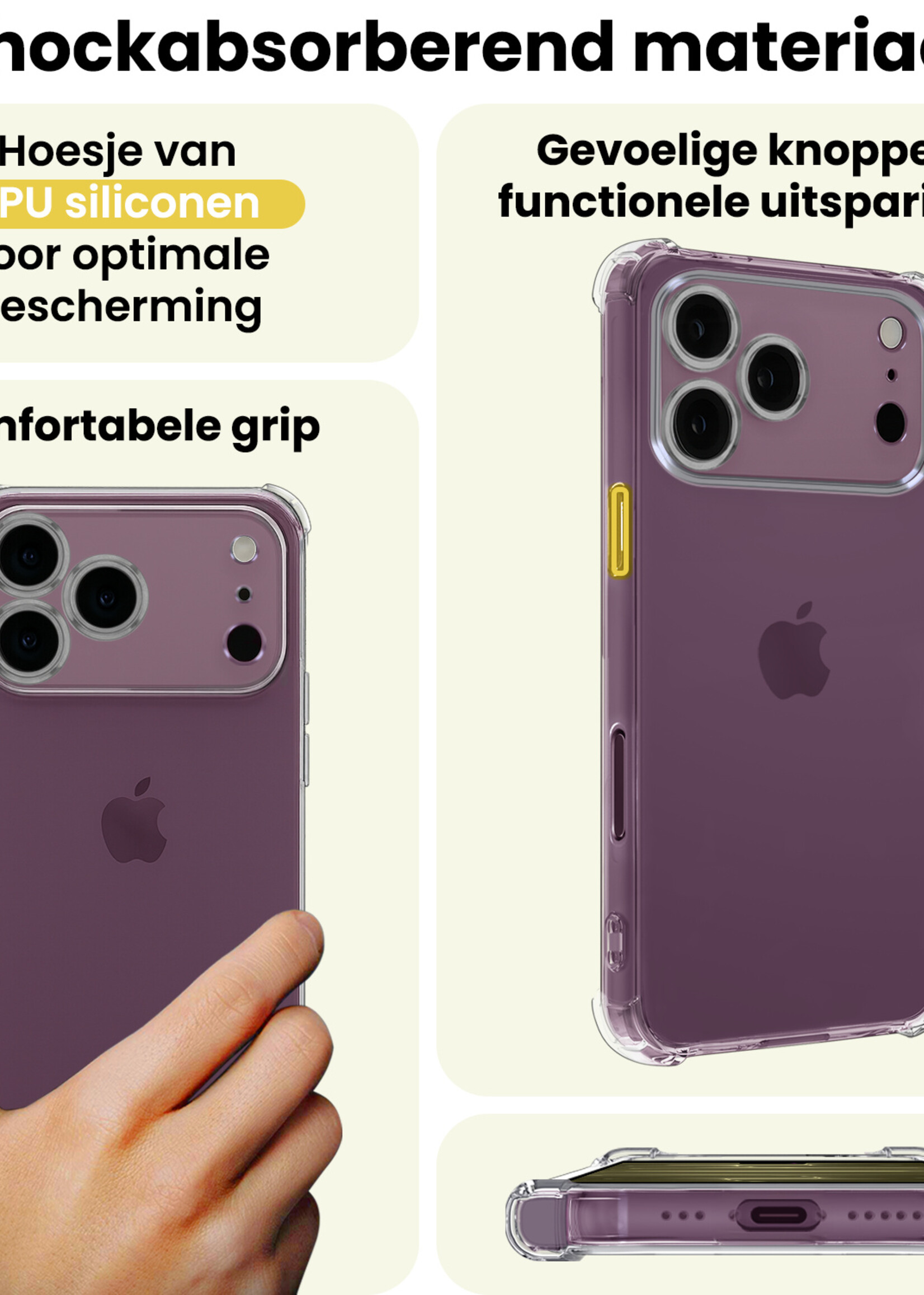 LUQ LUQ iPhone 18 Pro Hoesje Shockproof - Transparant - 2 PACK
