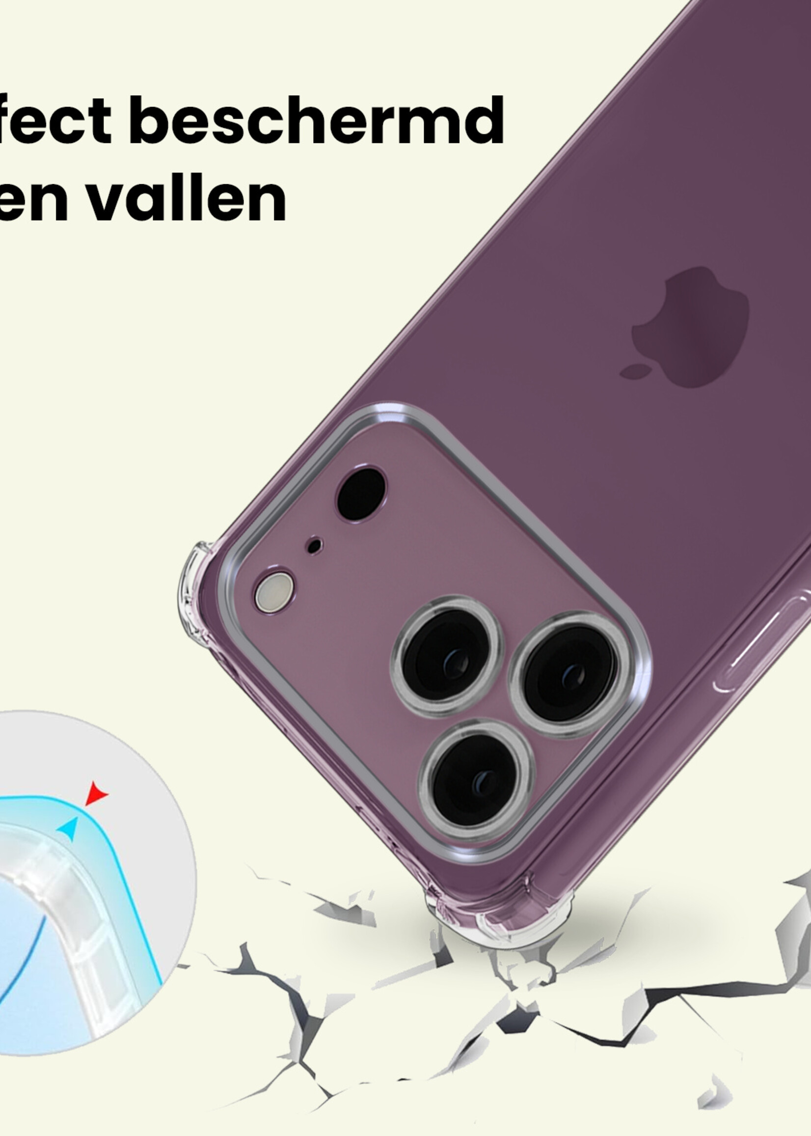 LUQ LUQ iPhone 18 Pro Hoesje Shockproof Met Screenprotector Met Dichte Notch