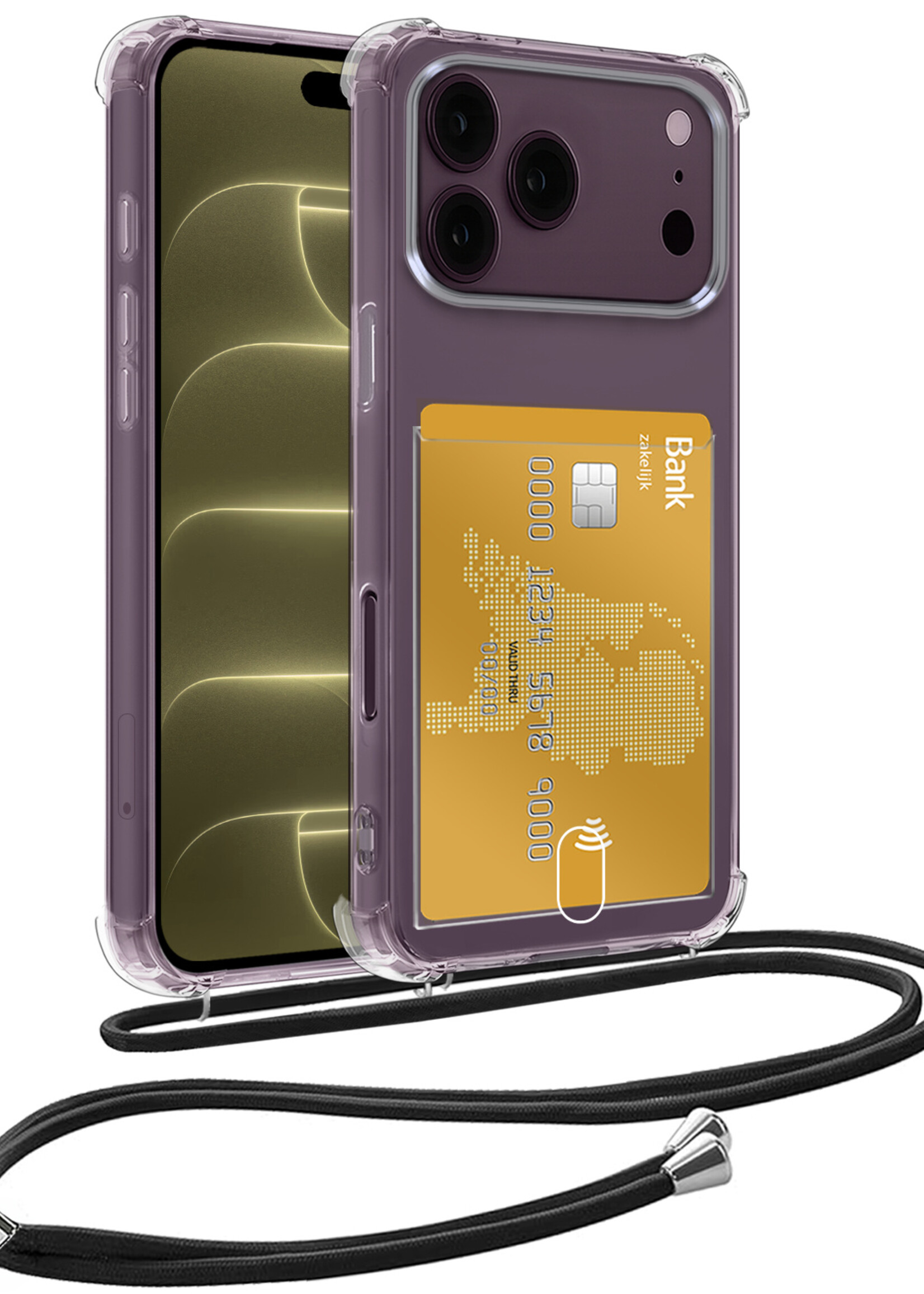 LUQ LUQ iPhone 18 Pro Max Hoesje Pashouder met Koord