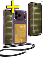 LUQ LUQ iPhone 18 Pro Max Hoesje Pashouder met Koord Met Screenprotector