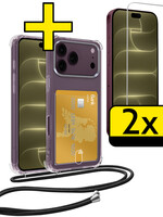 LUQ LUQ iPhone 18 Pro Max Hoesje Pashouder met Koord Met 2x Screenprotector