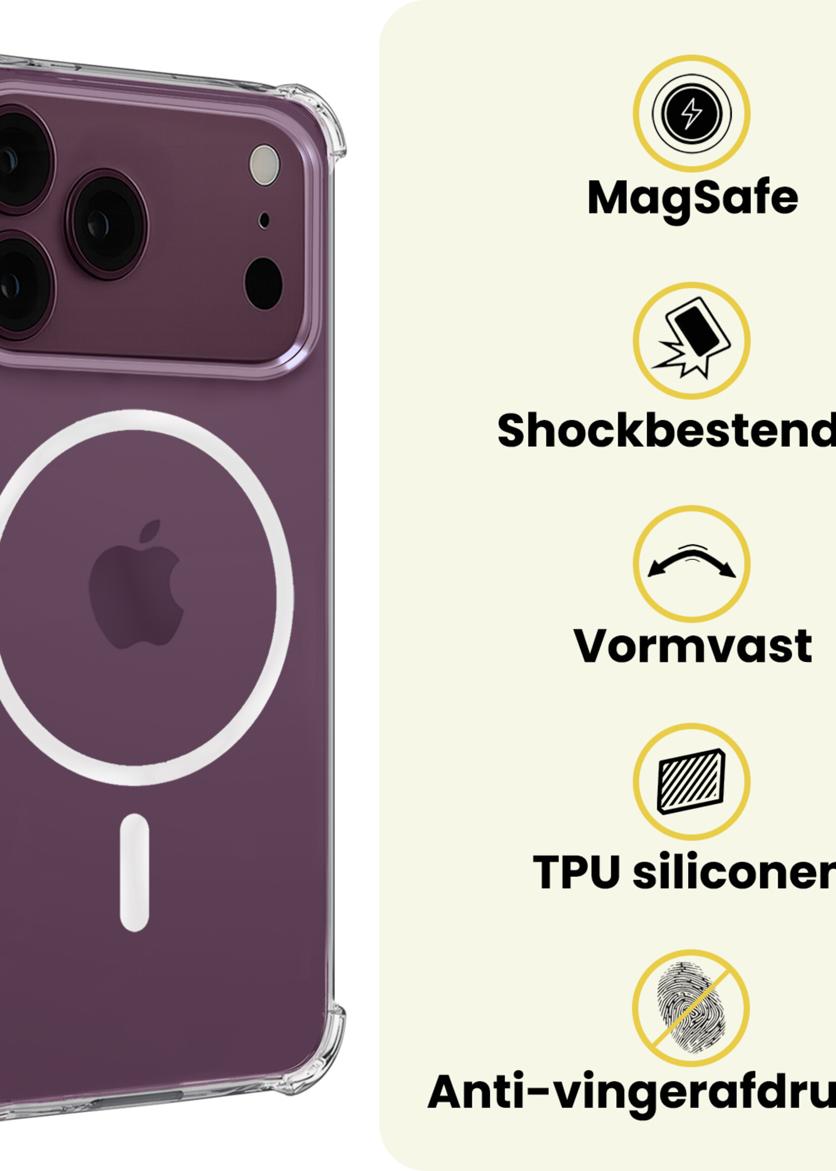 LUQ LUQ iPhone 18 Pro Magsafe Hoesje Transparant Met Screenprotector