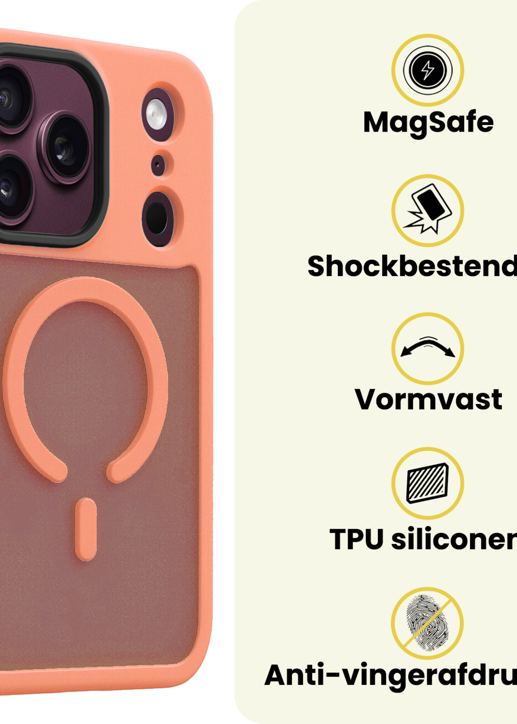 LUQ LUQ iPhone 18 Pro Magsafe Hoesje - Perzik - 2 PACK
