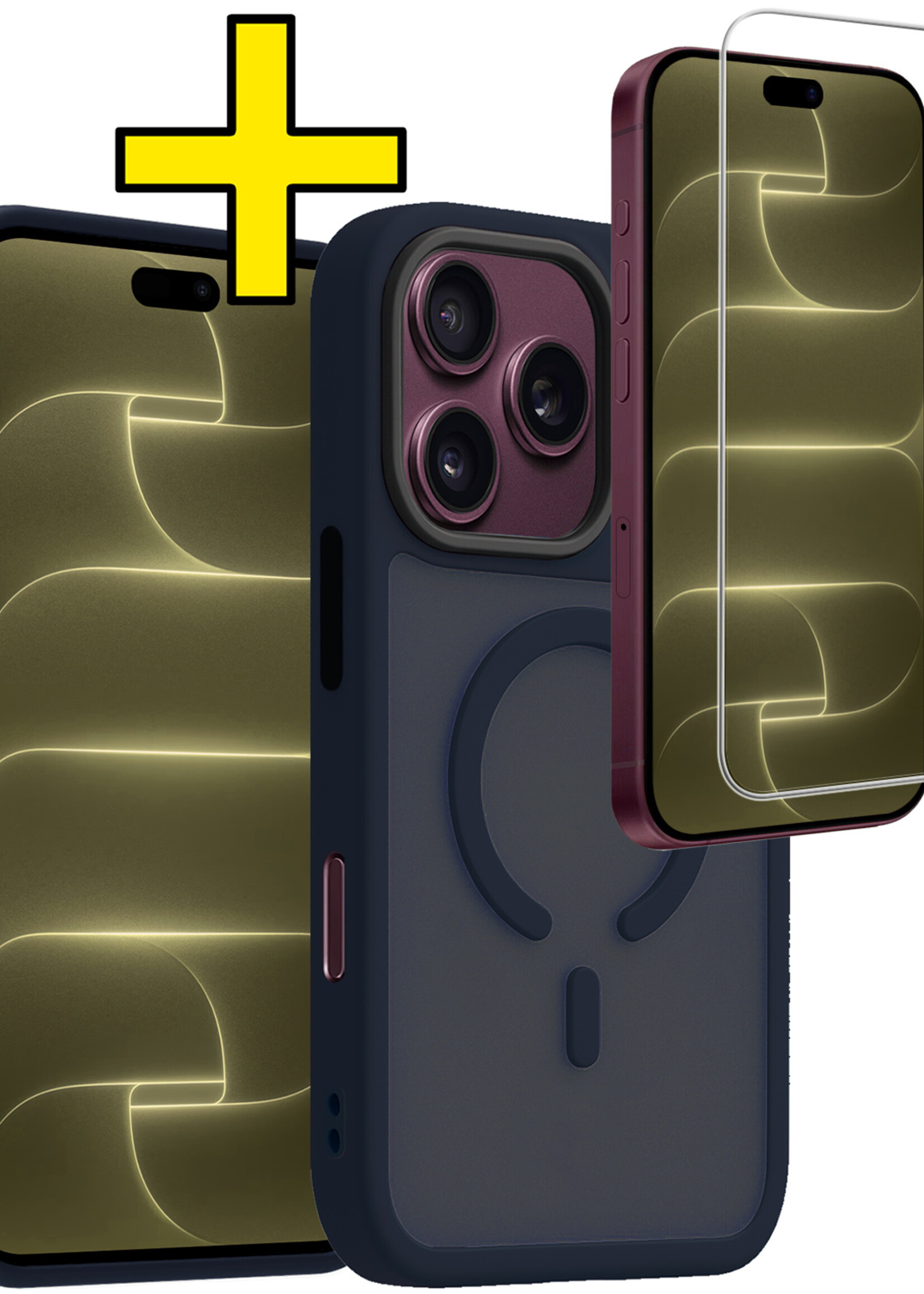 LUQ LUQ iPhone 18 Pro Magsafe Hoesje Donkerblauw Met Screenprotector