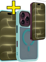LUQ LUQ iPhone 18 Pro Magsafe Hoesje Lichtblauw Met Screenprotector