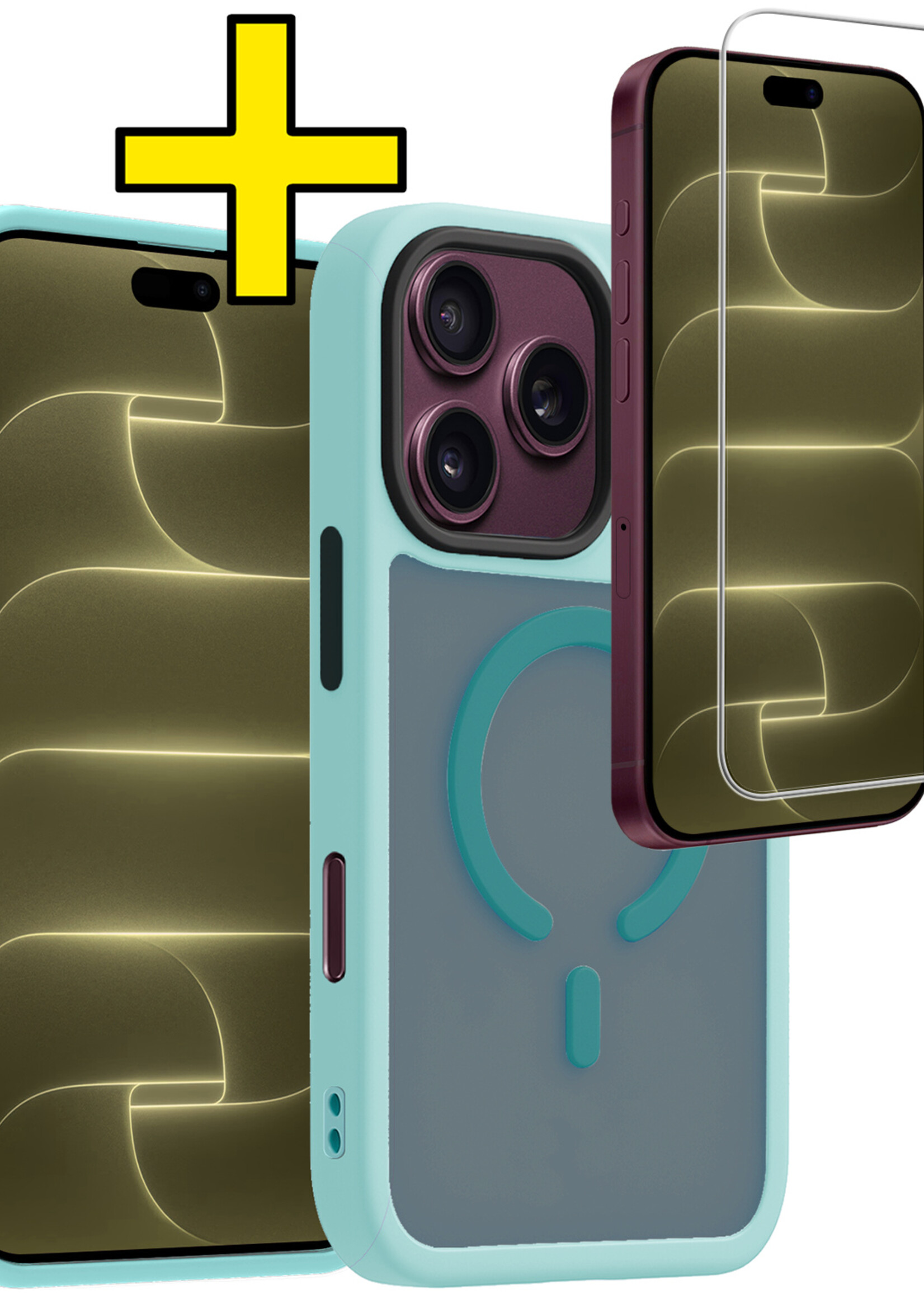 LUQ LUQ iPhone 18 Pro Magsafe Hoesje Lichtblauw Met Screenprotector