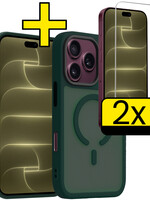 LUQ LUQ iPhone 18 Pro Magsafe Hoesje Donkergroen Met 2x Screenprotector