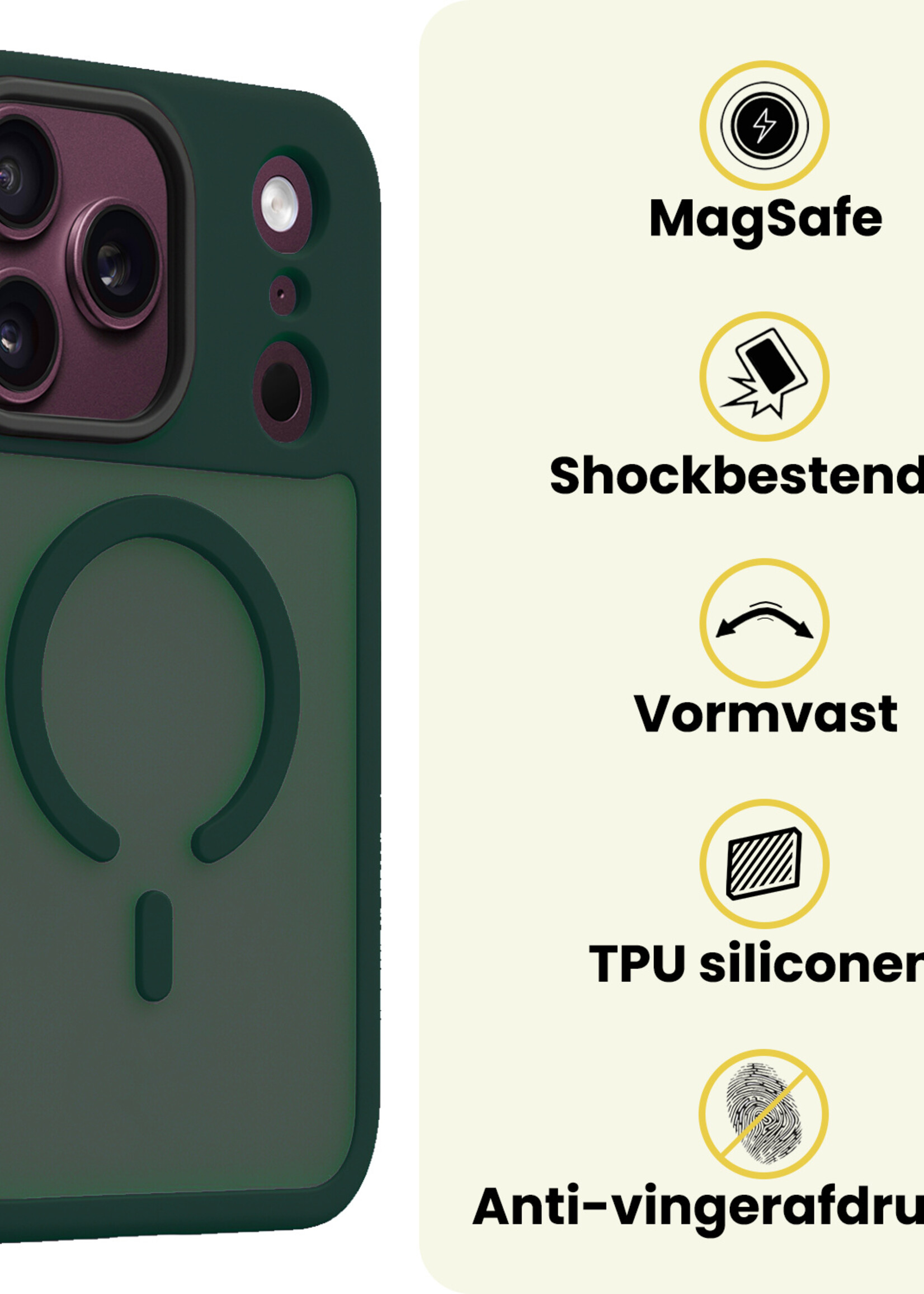 LUQ LUQ iPhone 18 Pro Max Magsafe Hoesje Donkergroen Met Screenprotector