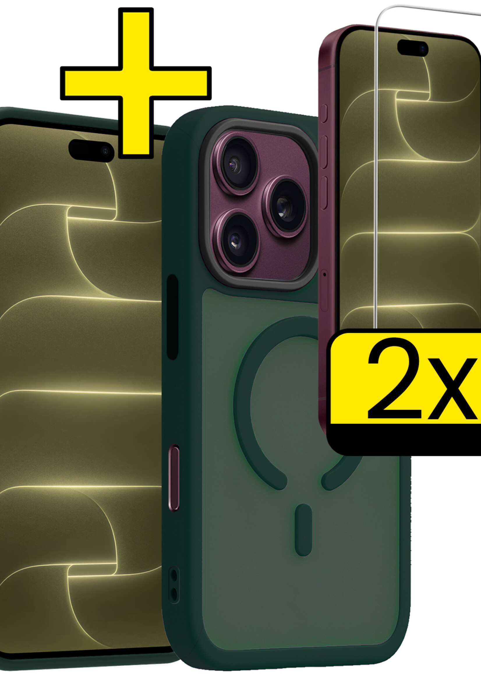LUQ LUQ iPhone 18 Pro Max Magsafe Hoesje Donkergroen Met 2x Screenprotector