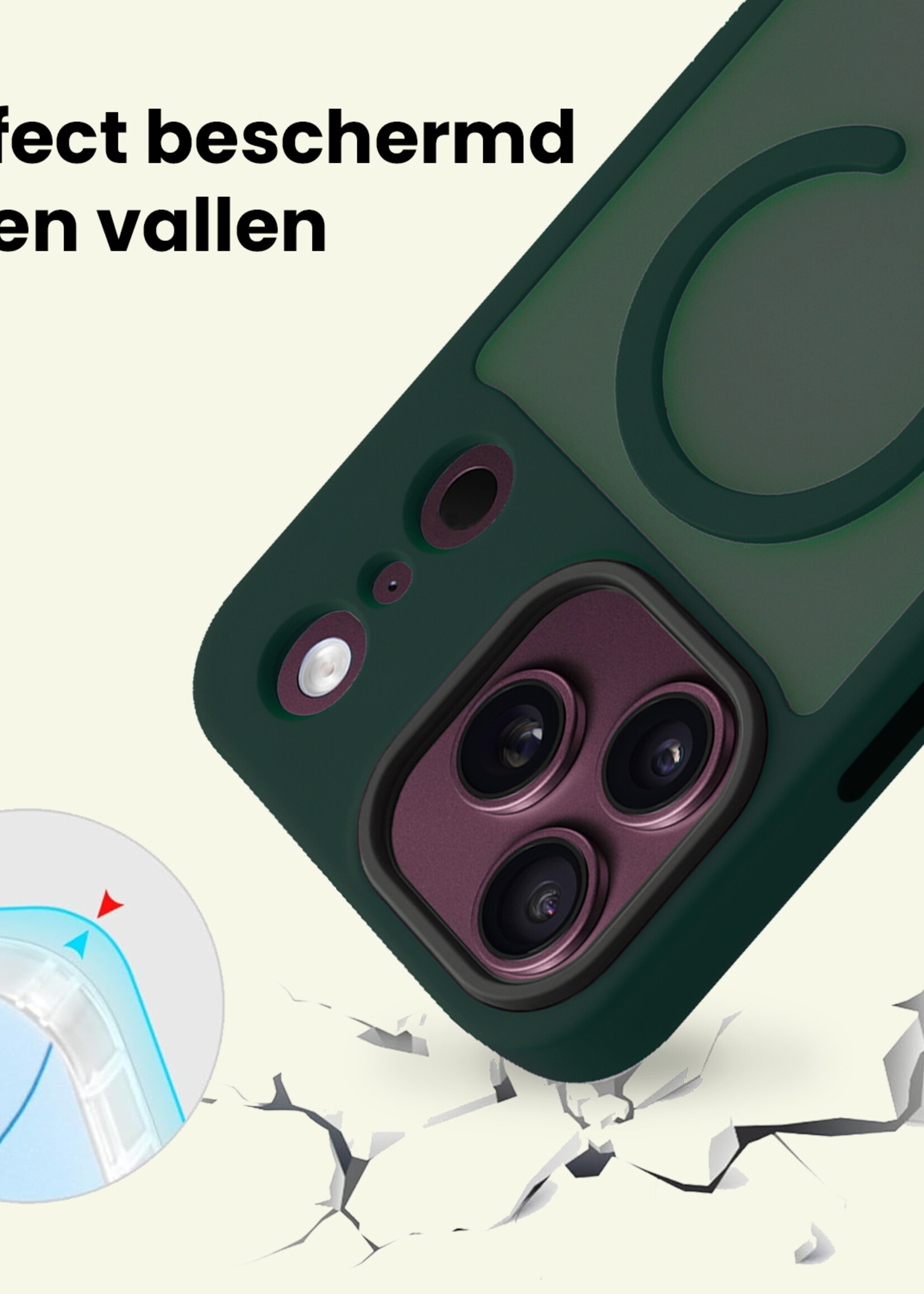 LUQ LUQ iPhone 18 Pro Max Magsafe Hoesje Donkergroen Met 2x Screenprotector