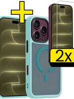LUQ LUQ iPhone 18 Pro Max Magsafe Hoesje Lichtblauw Met 2x Screenprotector