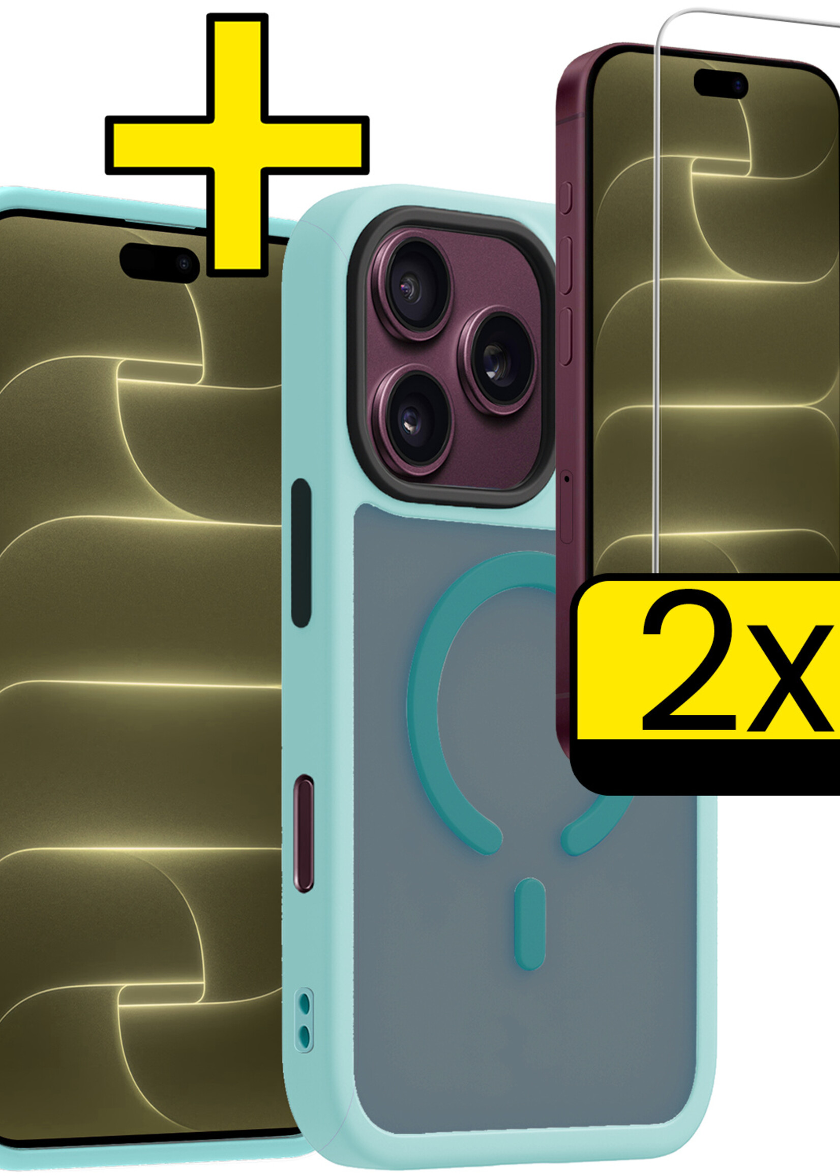 LUQ LUQ iPhone 18 Pro Max Magsafe Hoesje Lichtblauw Met 2x Screenprotector