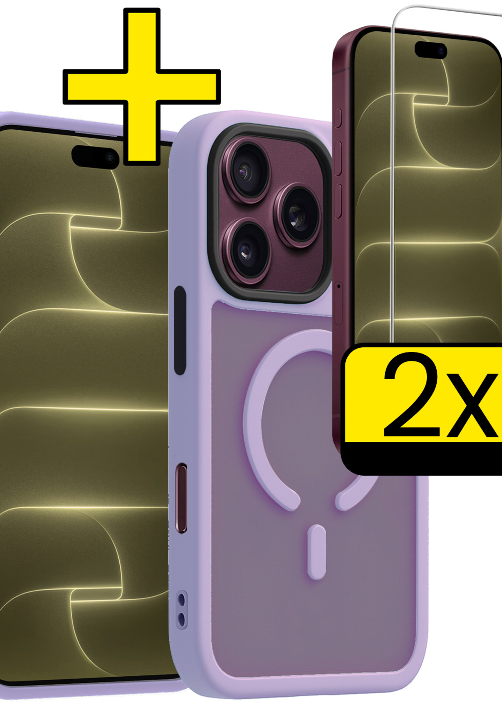 LUQ LUQ iPhone 18 Pro Max Magsafe Hoesje Lila Met 2x Screenprotector
