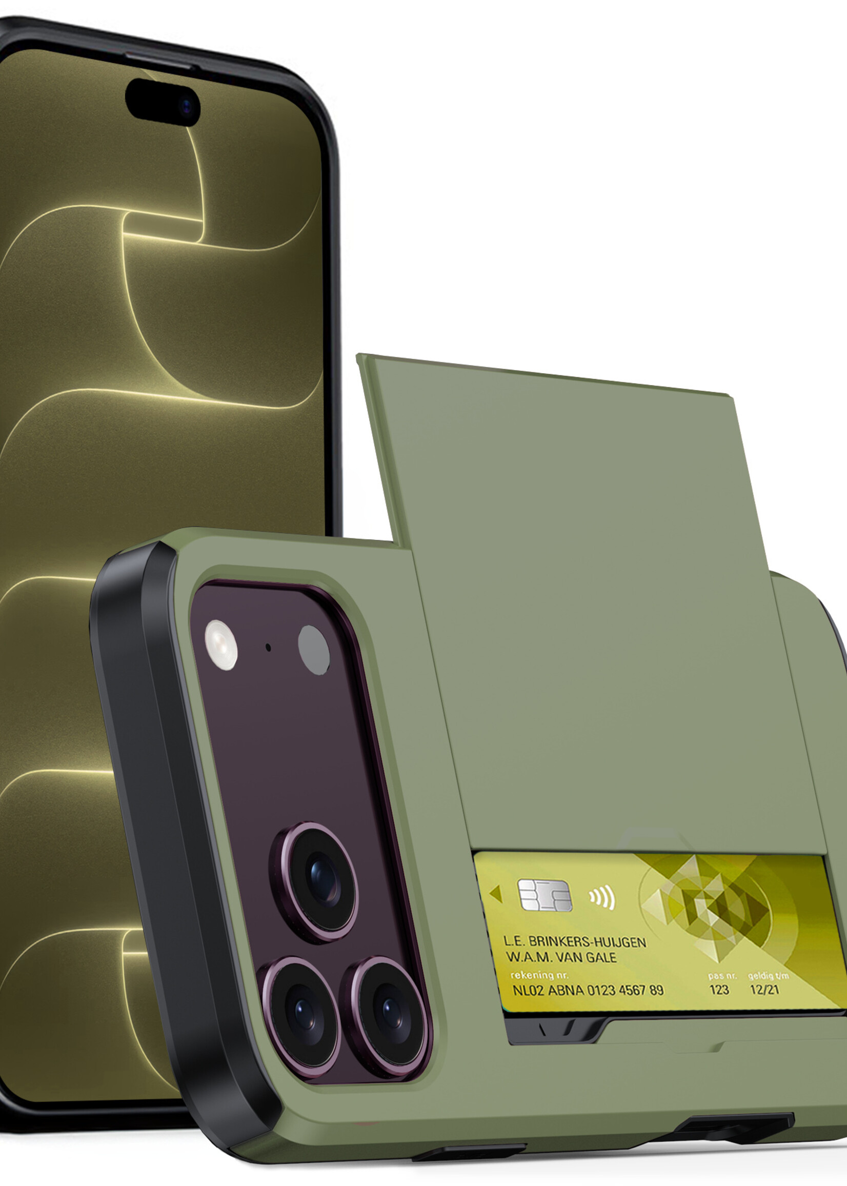 LUQ LUQ iPhone 18 Pro Hoesje Pashouder Hard - Donker Groen