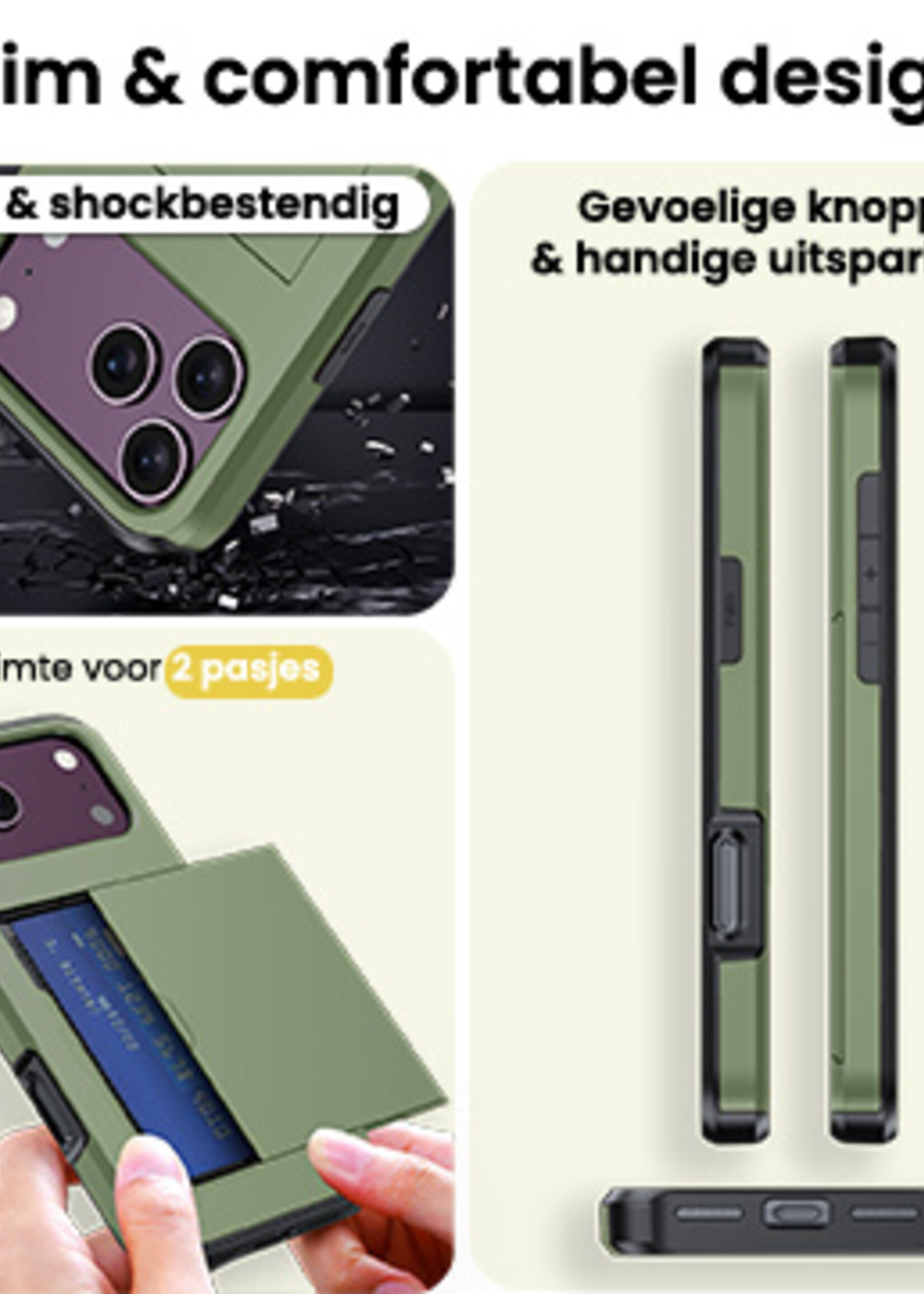 LUQ LUQ iPhone 18 Pro Hoesje Pashouder Hard - Donker Groen