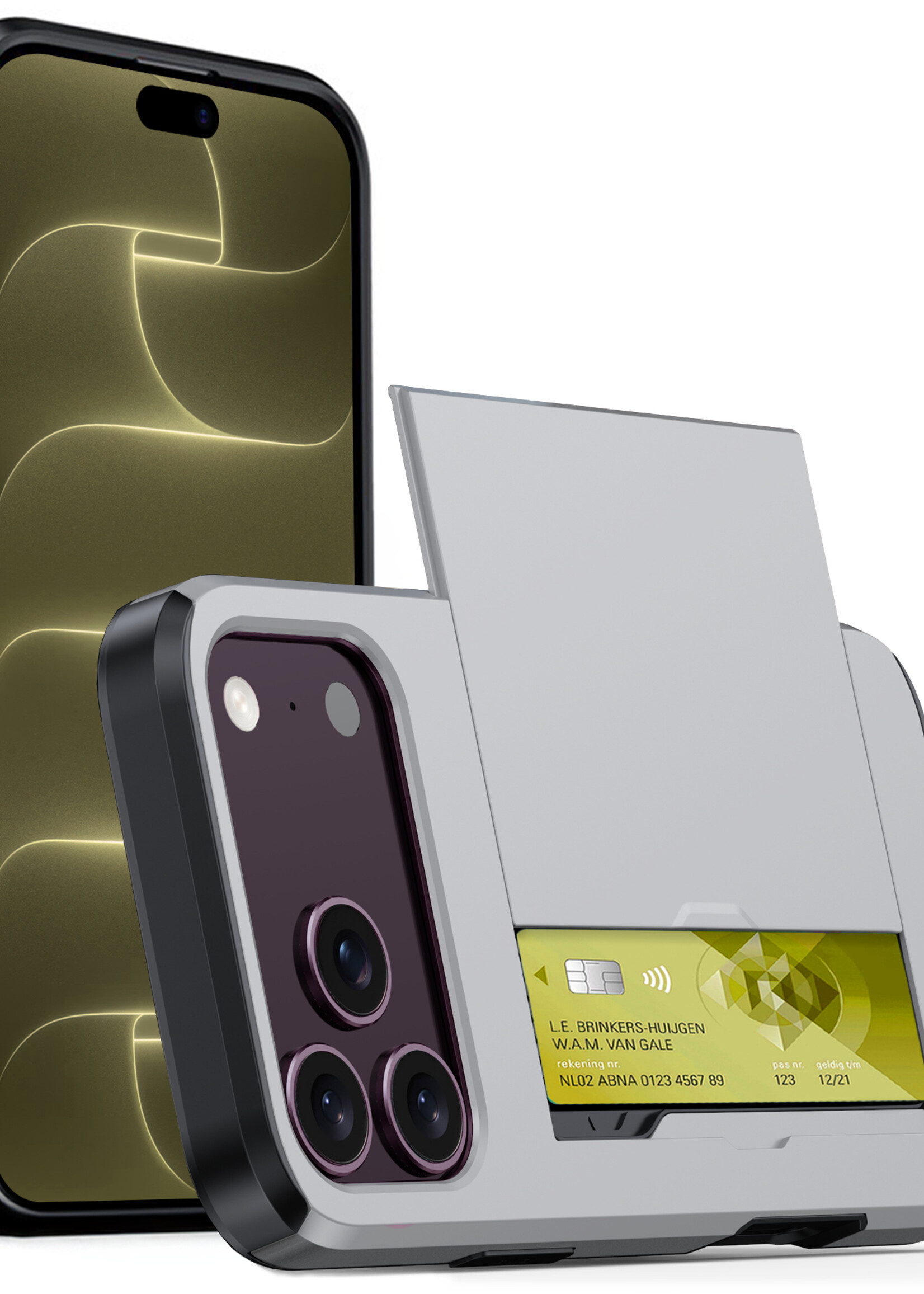 LUQ LUQ iPhone 18 Pro Max Hoesje Pashouder Hard - Grijs