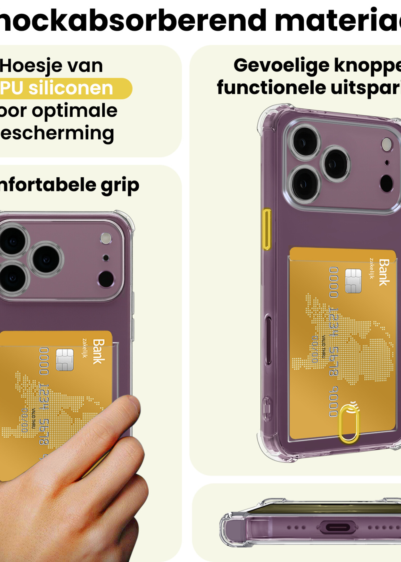 LUQ LUQ iPhone 18 Pro Hoesje Pashouder - 2 PACK