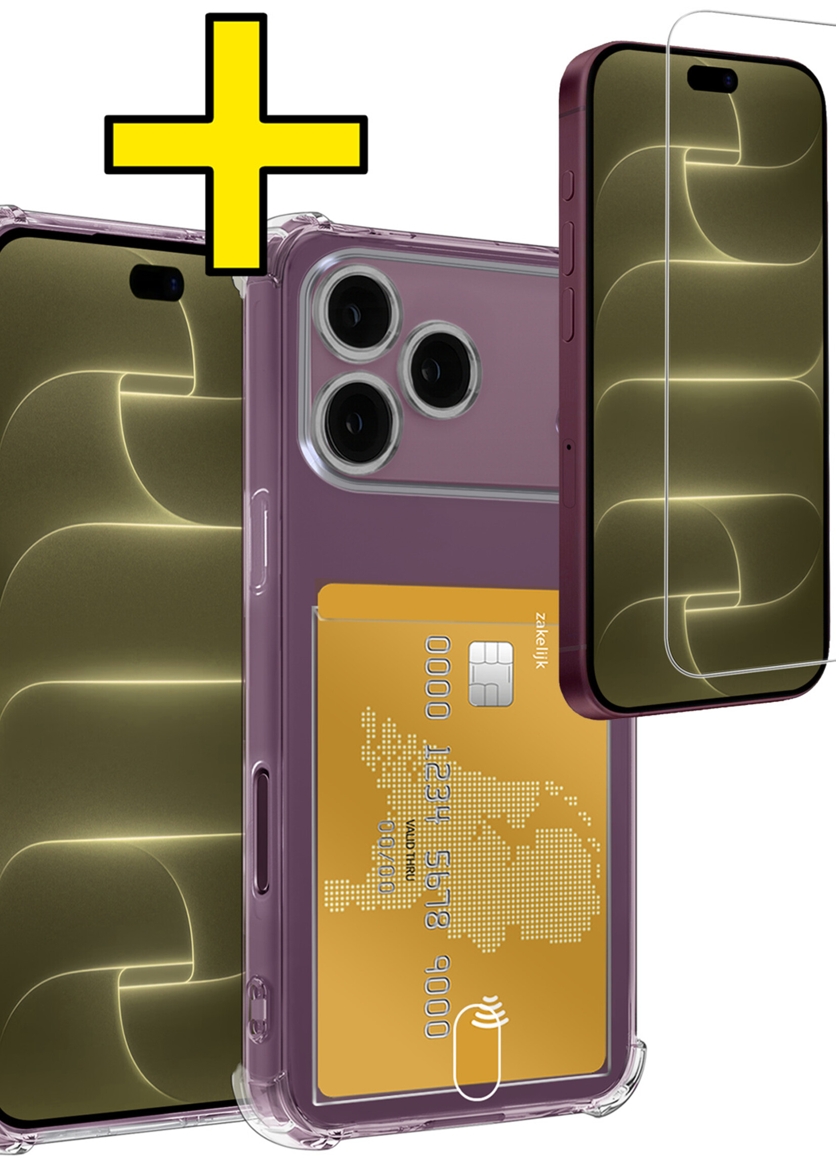 LUQ LUQ iPhone 18 Pro Max Hoesje Pashouder Met Screenprotector