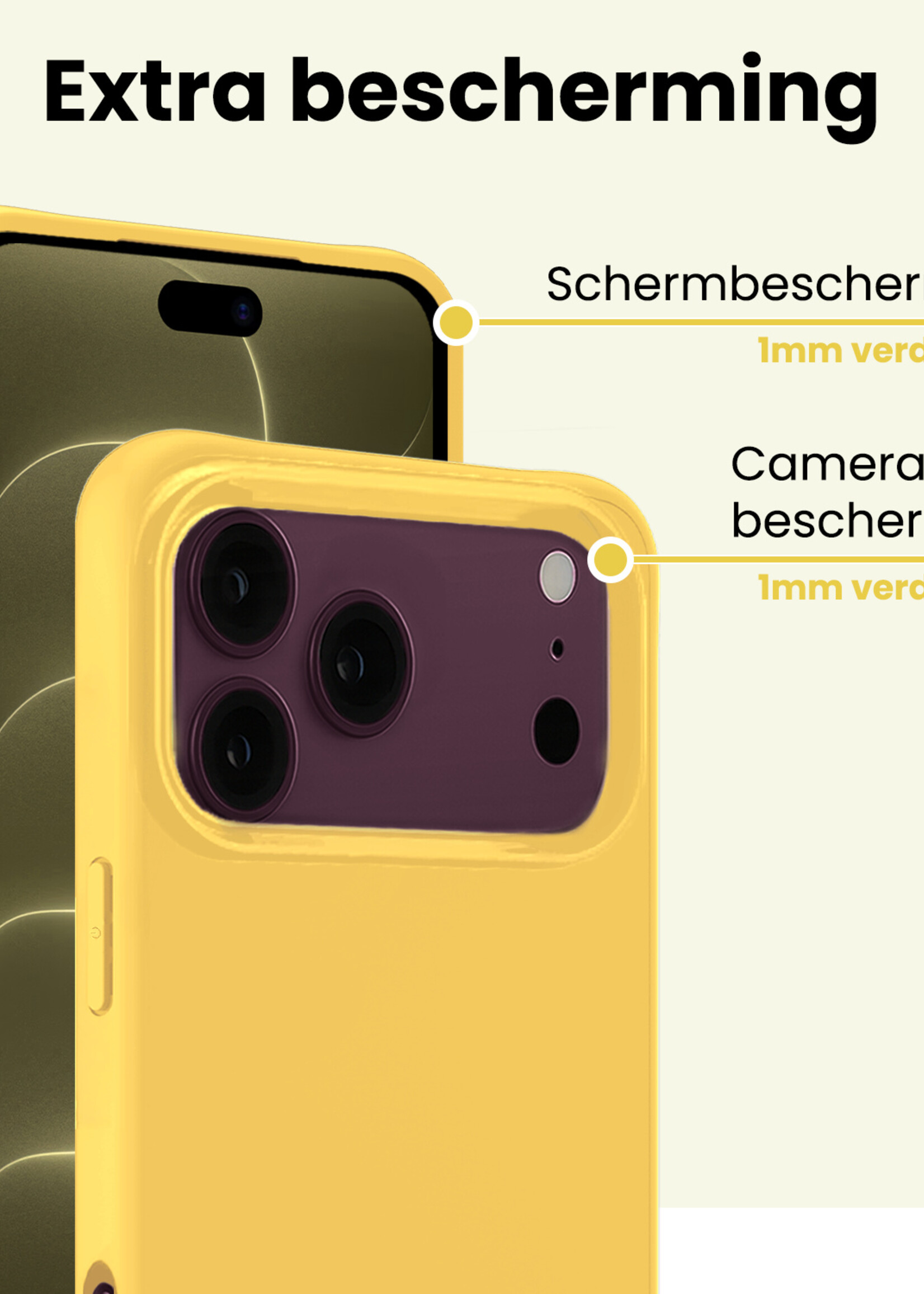 LUQ LUQ iPhone 18 Pro Hoesje Siliconen - Geel