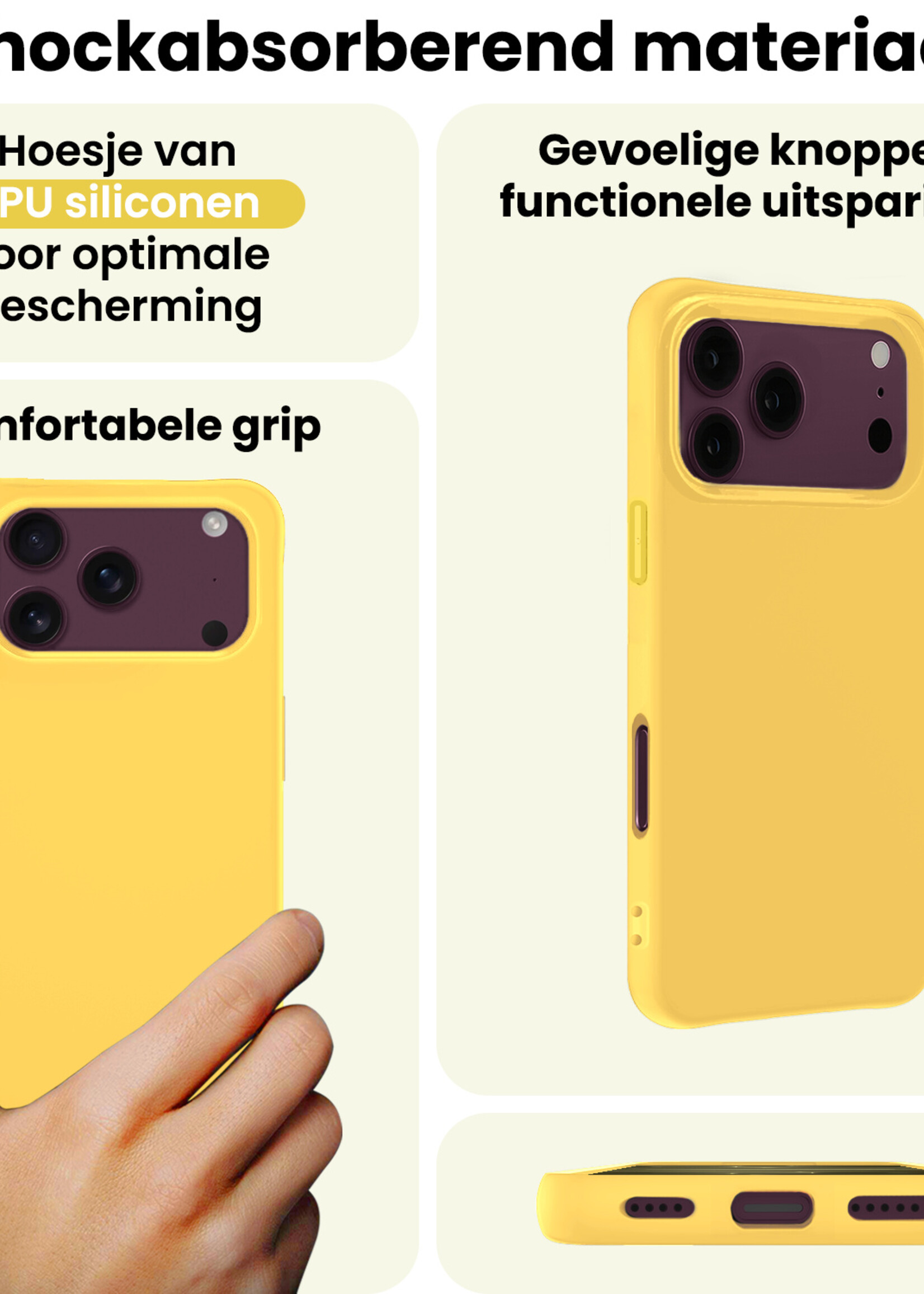 LUQ LUQ iPhone 18 Pro Hoesje Siliconen - Geel