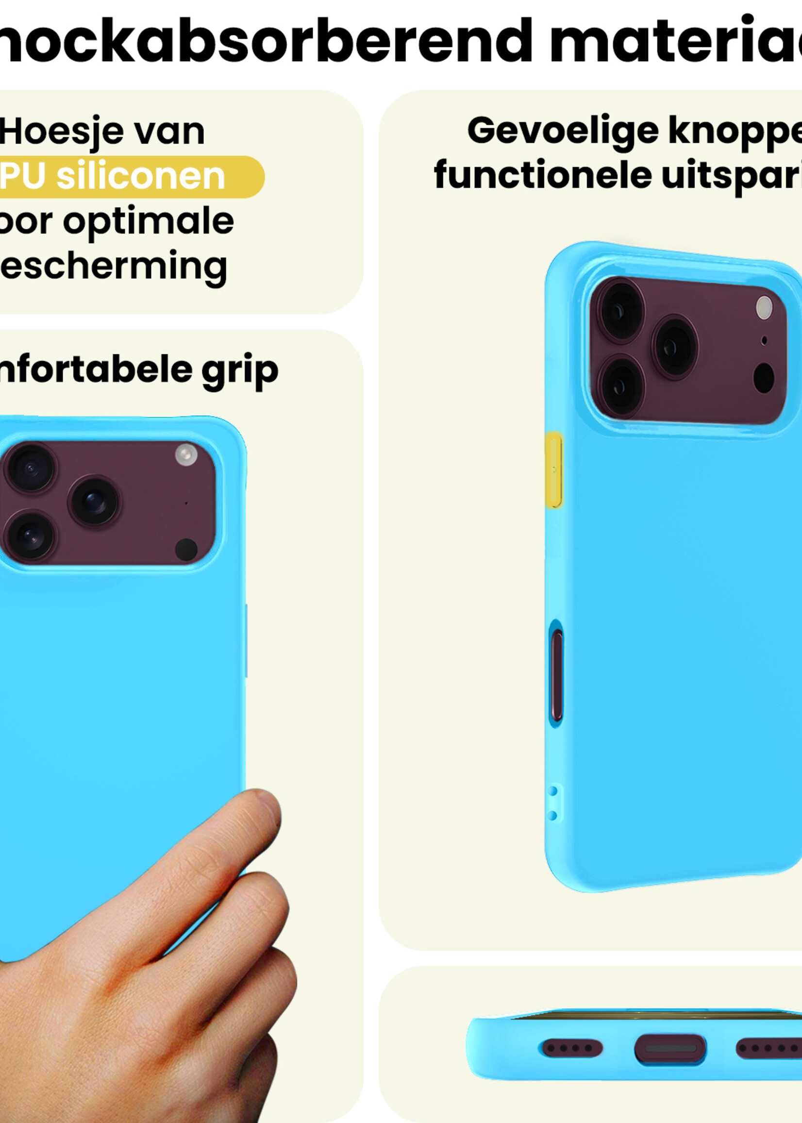 LUQ LUQ iPhone 18 Pro Hoesje Siliconen - Lichtblauw