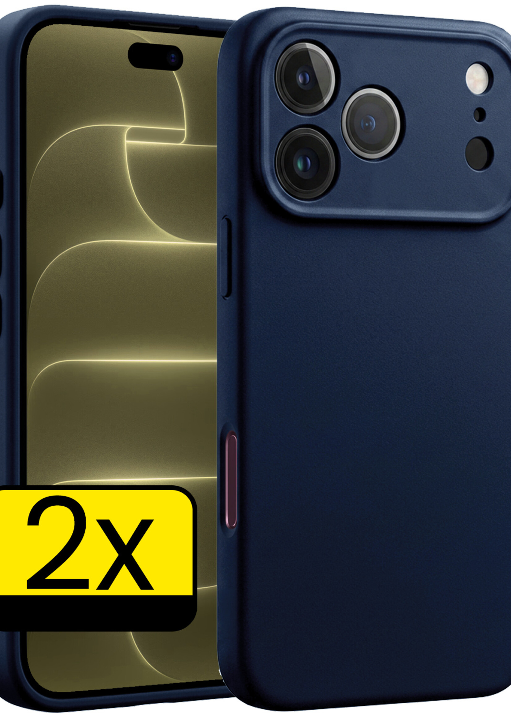 LUQ LUQ iPhone 18 Pro Hoesje Siliconen - Donkerblauw - 2 PACK