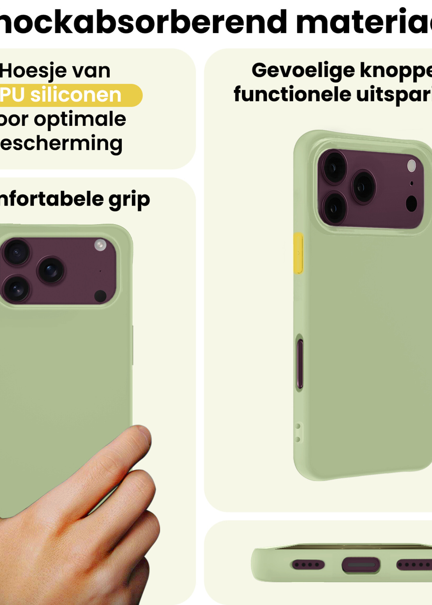 LUQ LUQ iPhone 18 Pro Hoesje Siliconen - Groen - 2 PACK