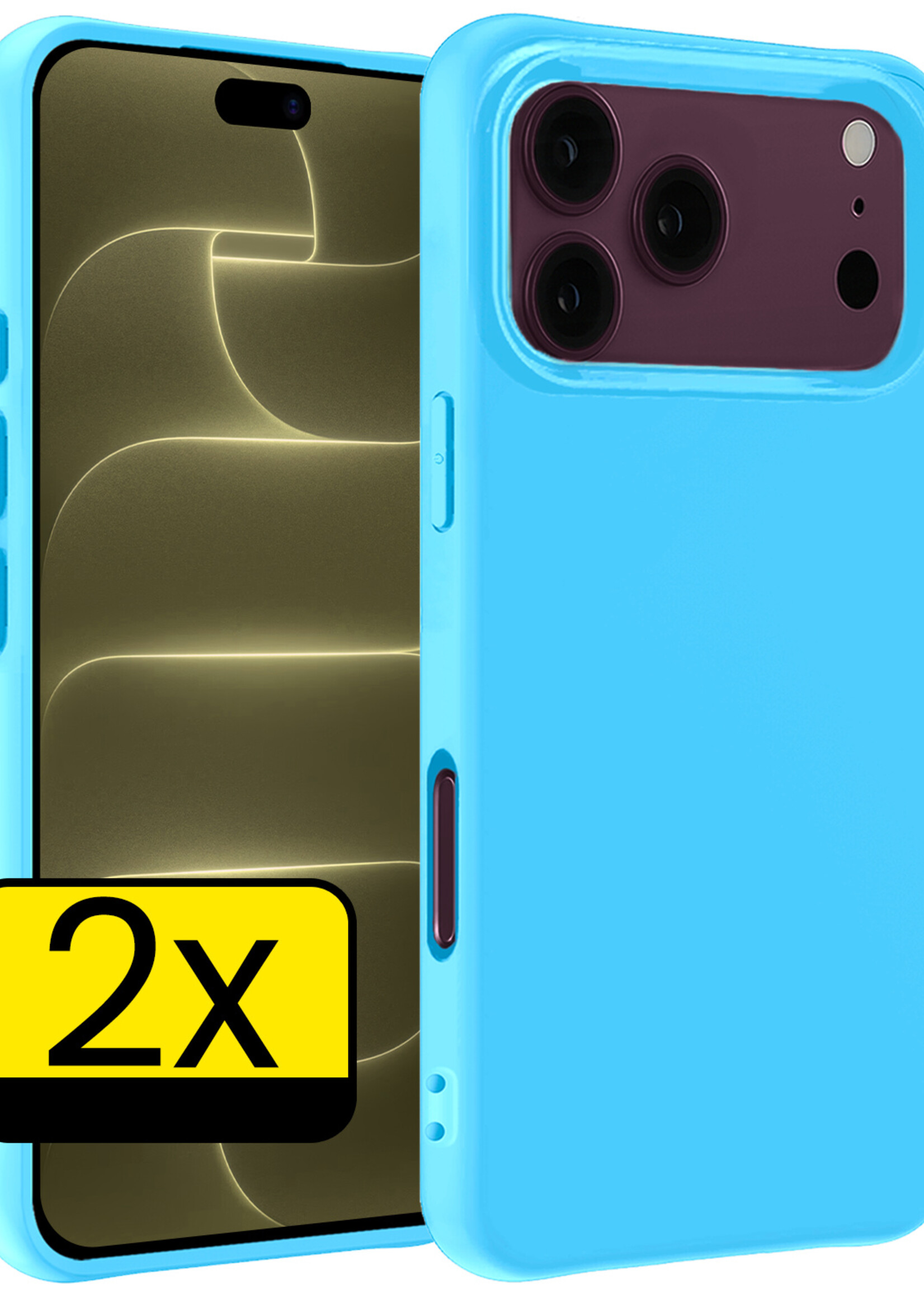 LUQ LUQ iPhone 18 Pro Hoesje Siliconen - Lichtblauw - 2 PACK