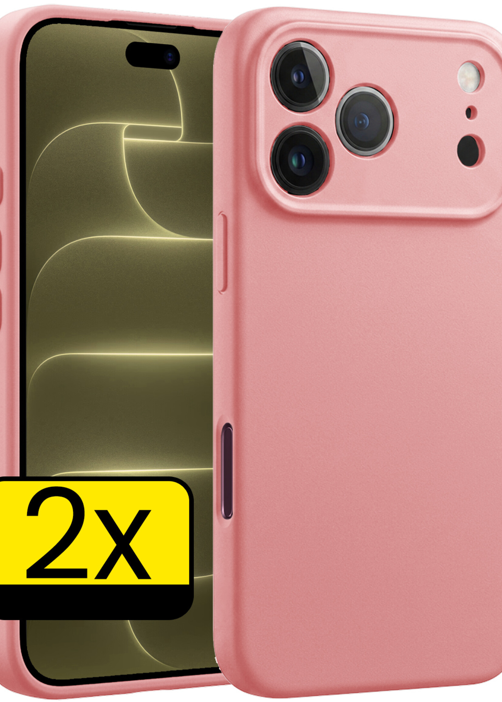 LUQ LUQ iPhone 18 Pro Hoesje Siliconen - Lichtroze - 2 PACK