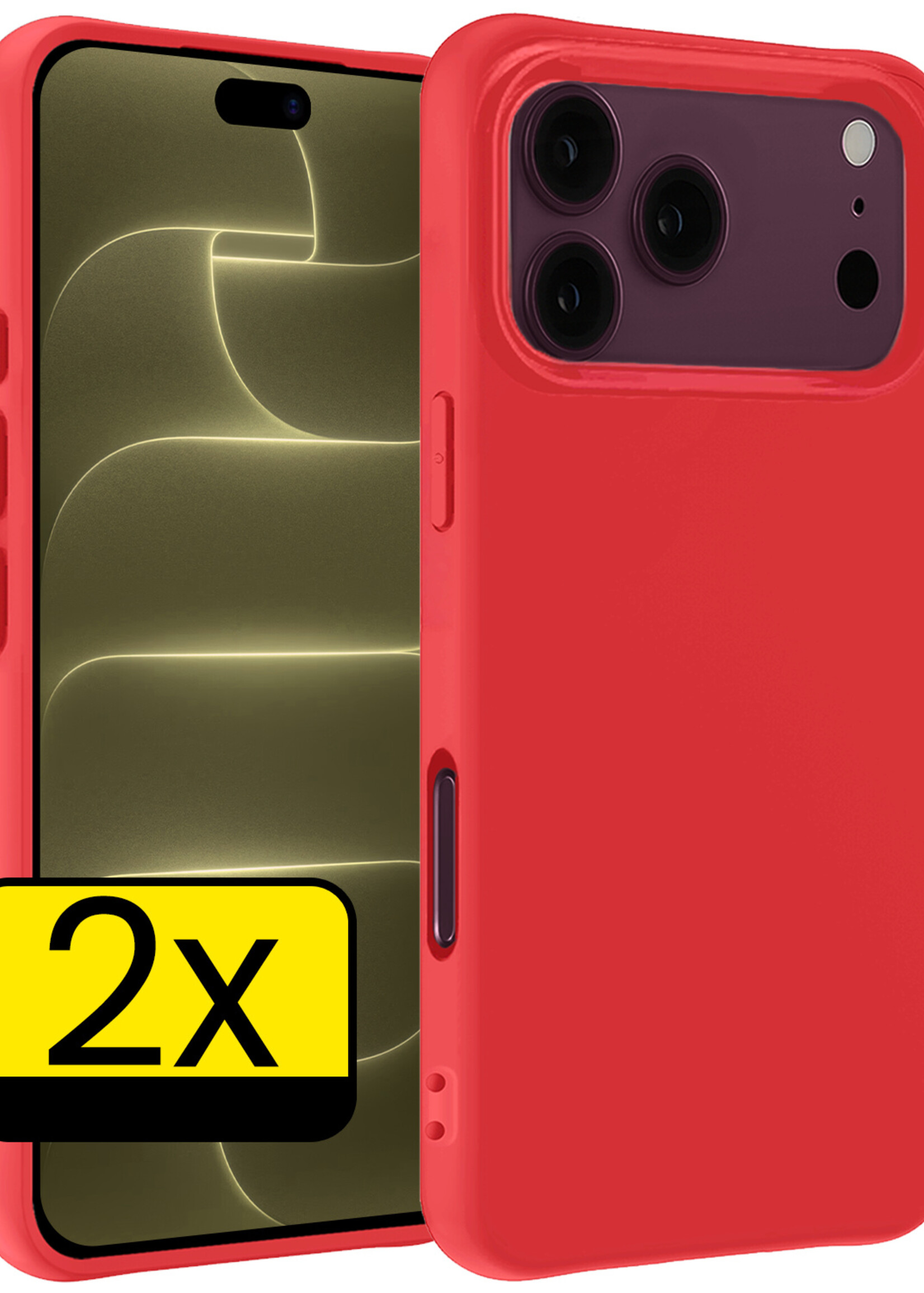 LUQ LUQ iPhone 18 Pro Hoesje Siliconen - Rood - 2 PACK