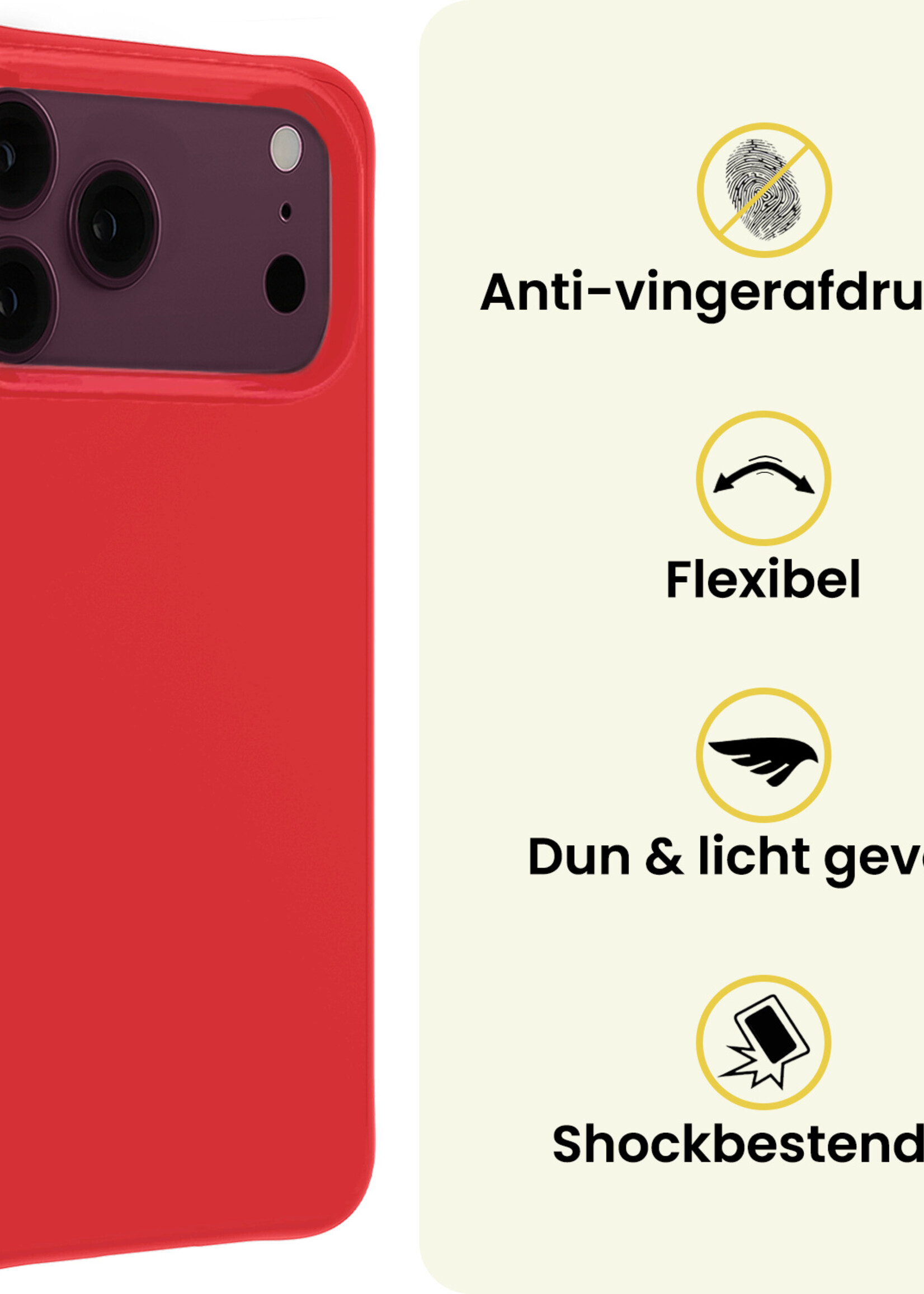 LUQ LUQ iPhone 18 Pro Hoesje Siliconen - Rood - 2 PACK