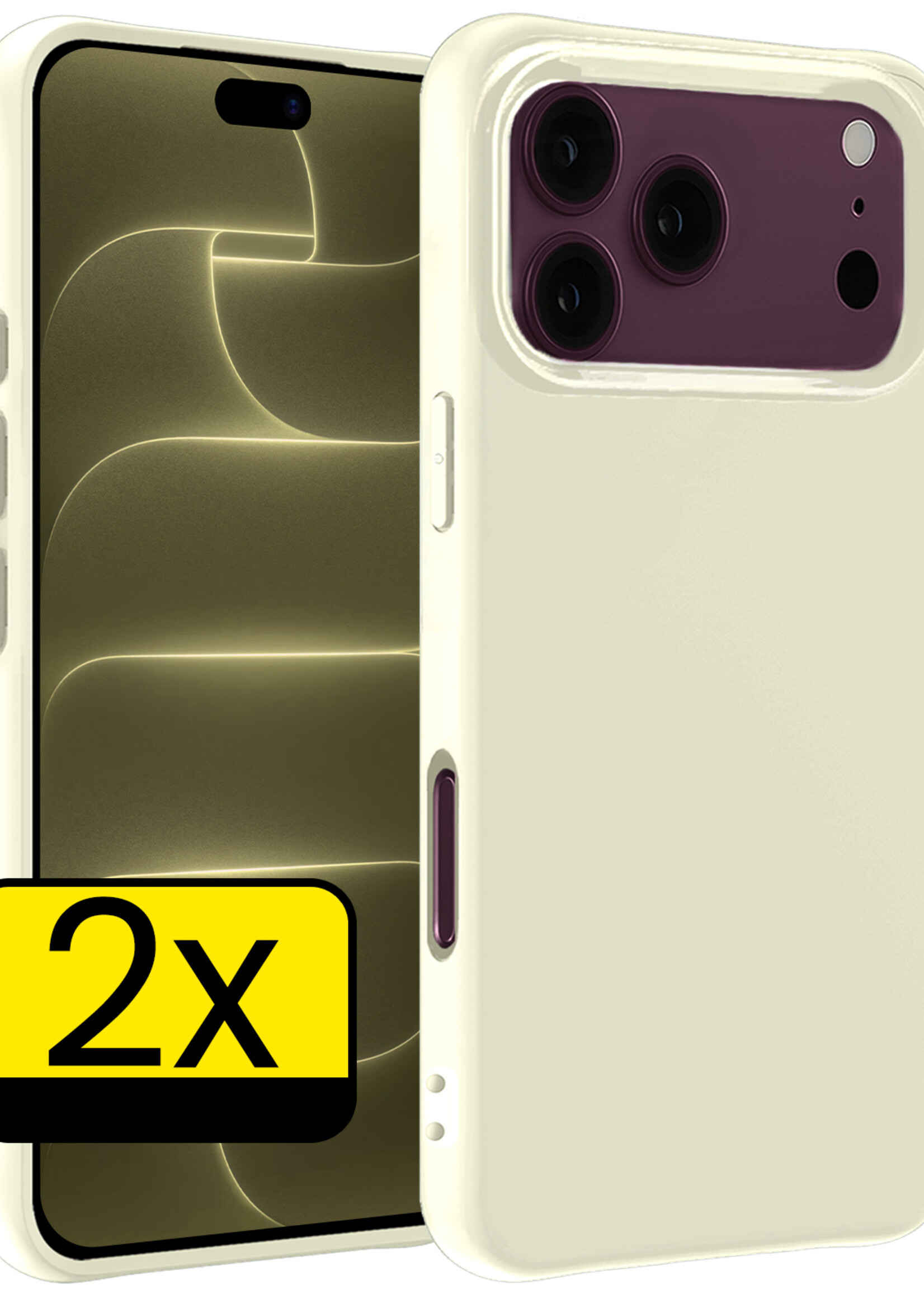 LUQ LUQ iPhone 18 Pro Hoesje Siliconen - Wit - 2 PACK