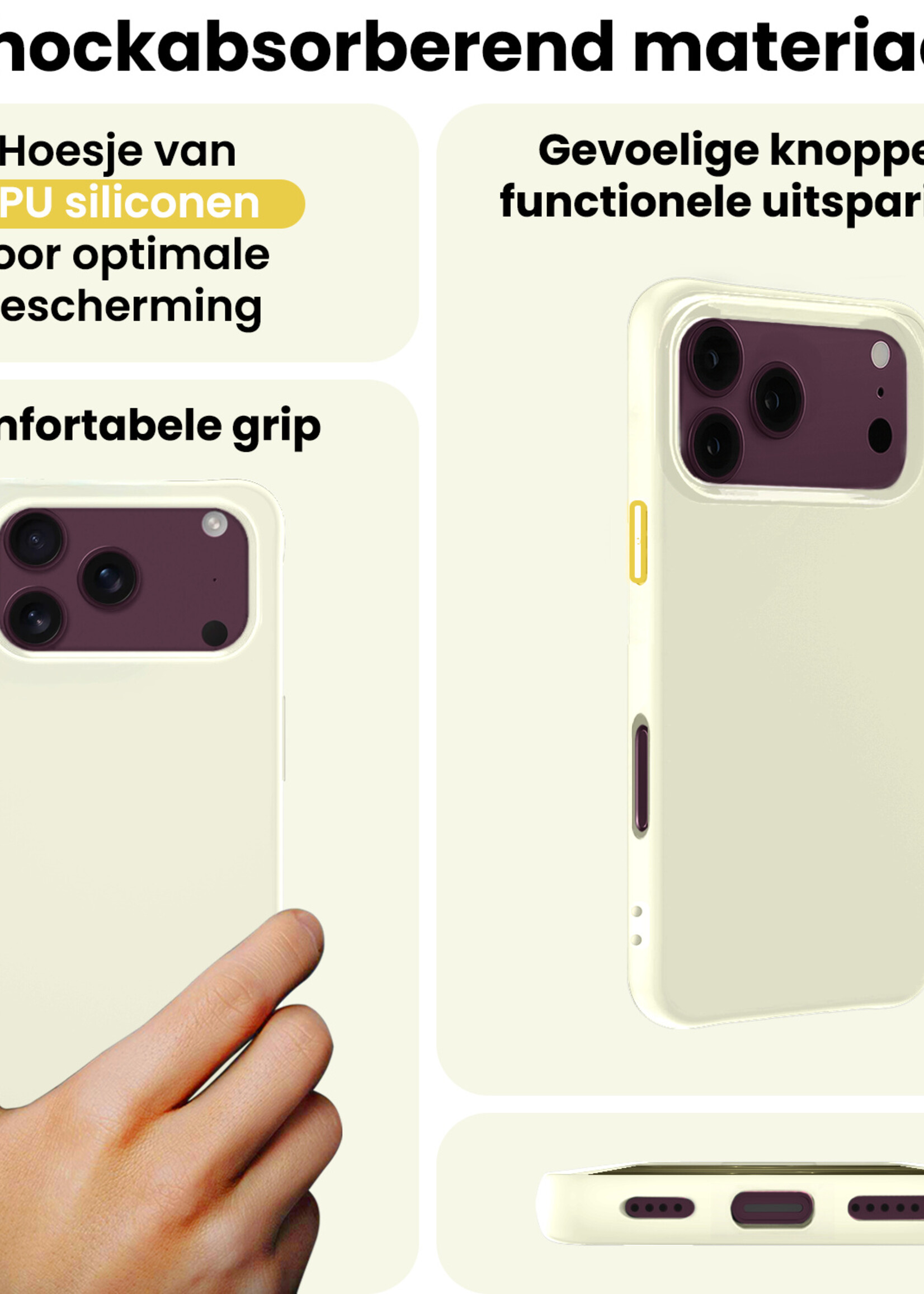 LUQ LUQ iPhone 18 Pro Hoesje Siliconen - Wit - 2 PACK