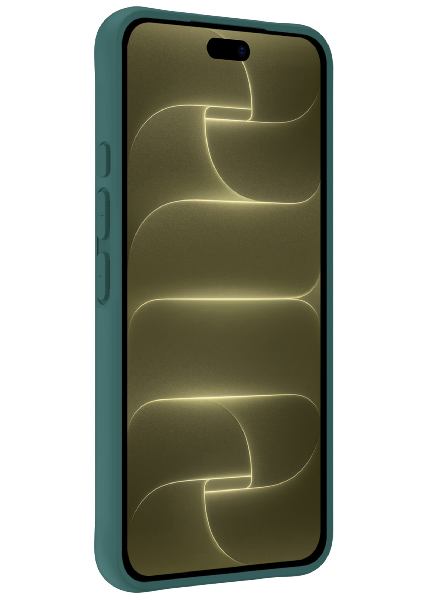 LUQ LUQ iPhone 18 Pro Hoesje Siliconen Met Screenprotector Met Dichte Notch - Donkergroen