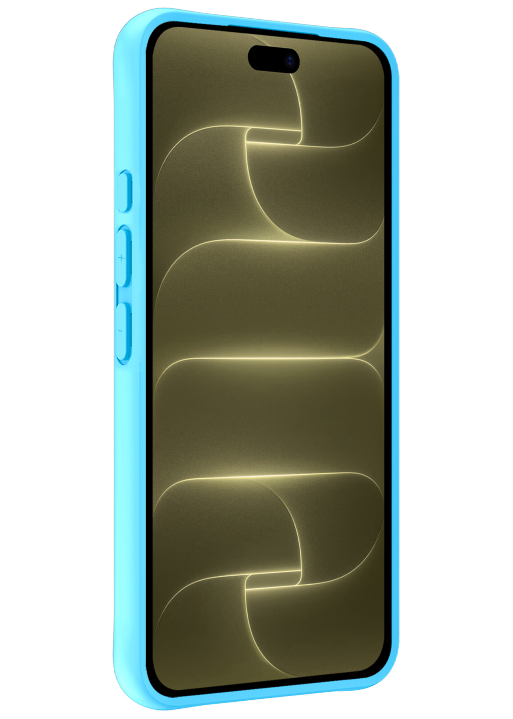 LUQ LUQ iPhone 18 Pro Hoesje Siliconen Met Screenprotector Met Dichte Notch - Lichtblauw