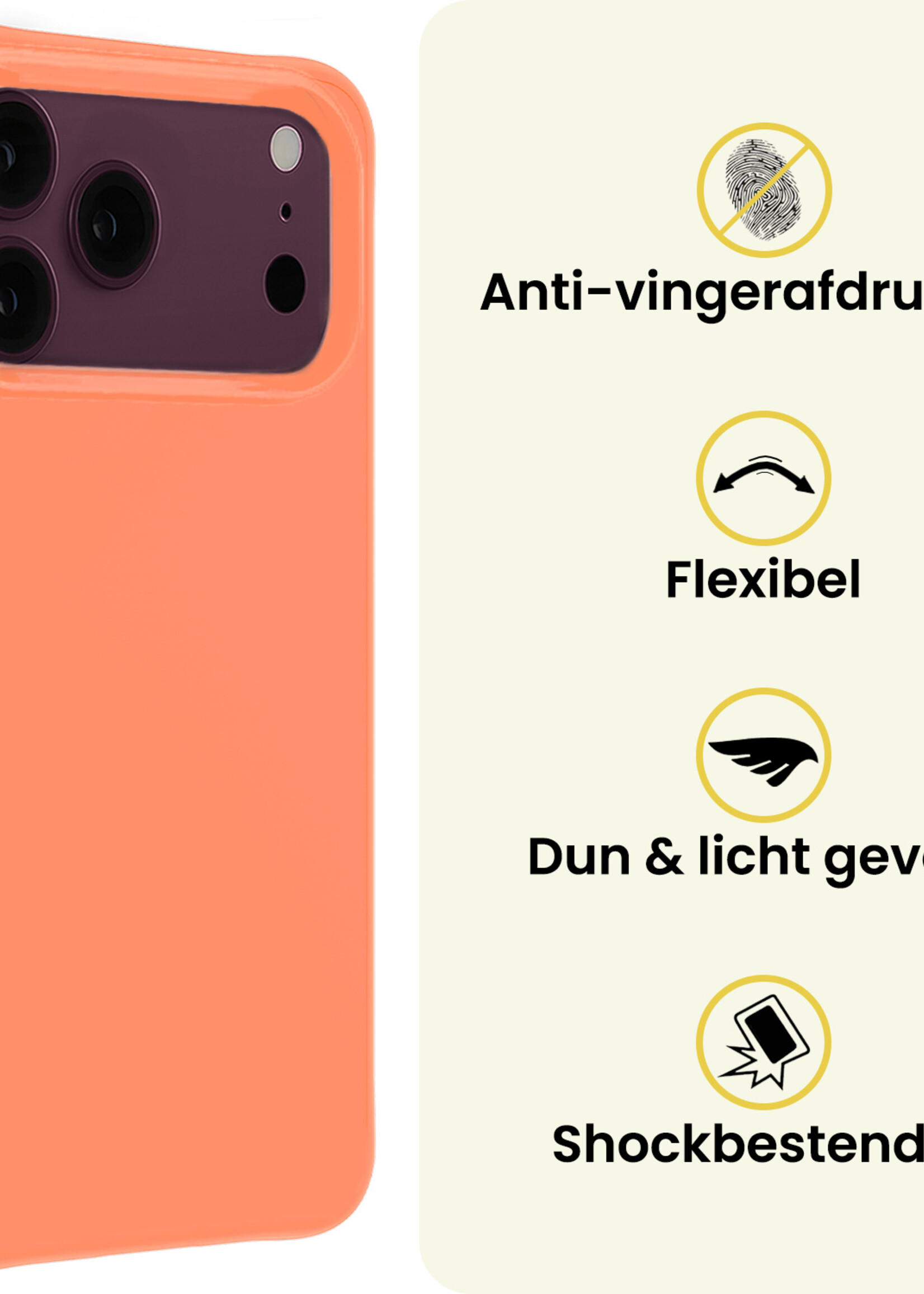 LUQ LUQ iPhone 18 Pro Hoesje Siliconen Met Screenprotector Met Dichte Notch - Perzik
