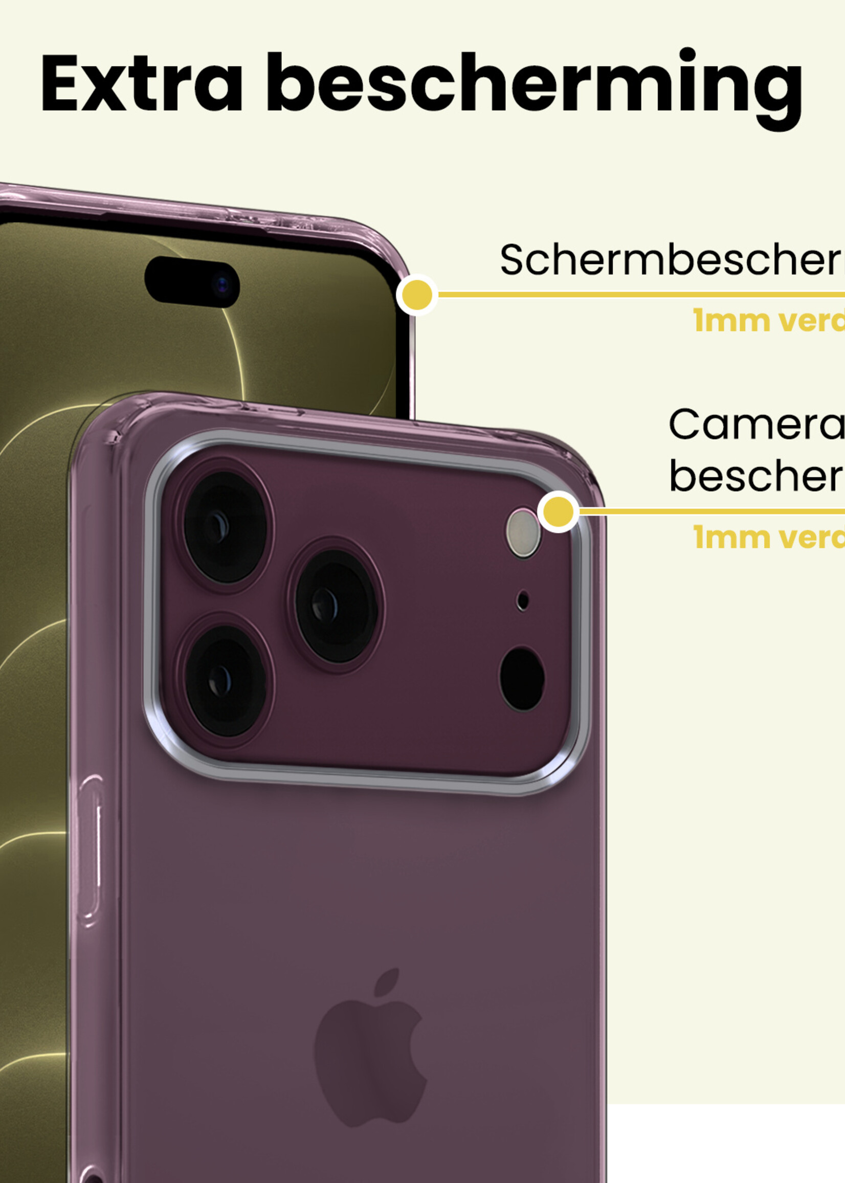 LUQ LUQ iPhone 18 Pro Hoesje Siliconen Met Screenprotector Met Dichte Notch - Transparant