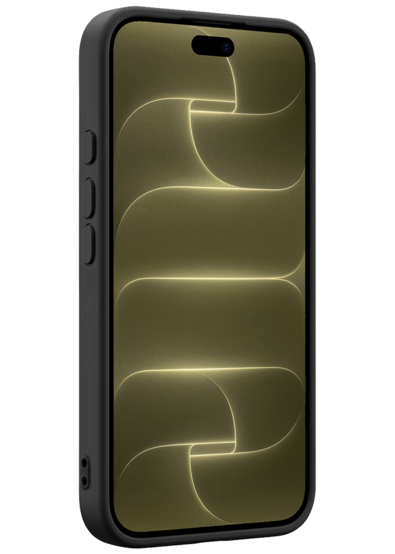 LUQ LUQ iPhone 18 Pro Hoesje Siliconen Met Screenprotector Met Dichte Notch - Zwart